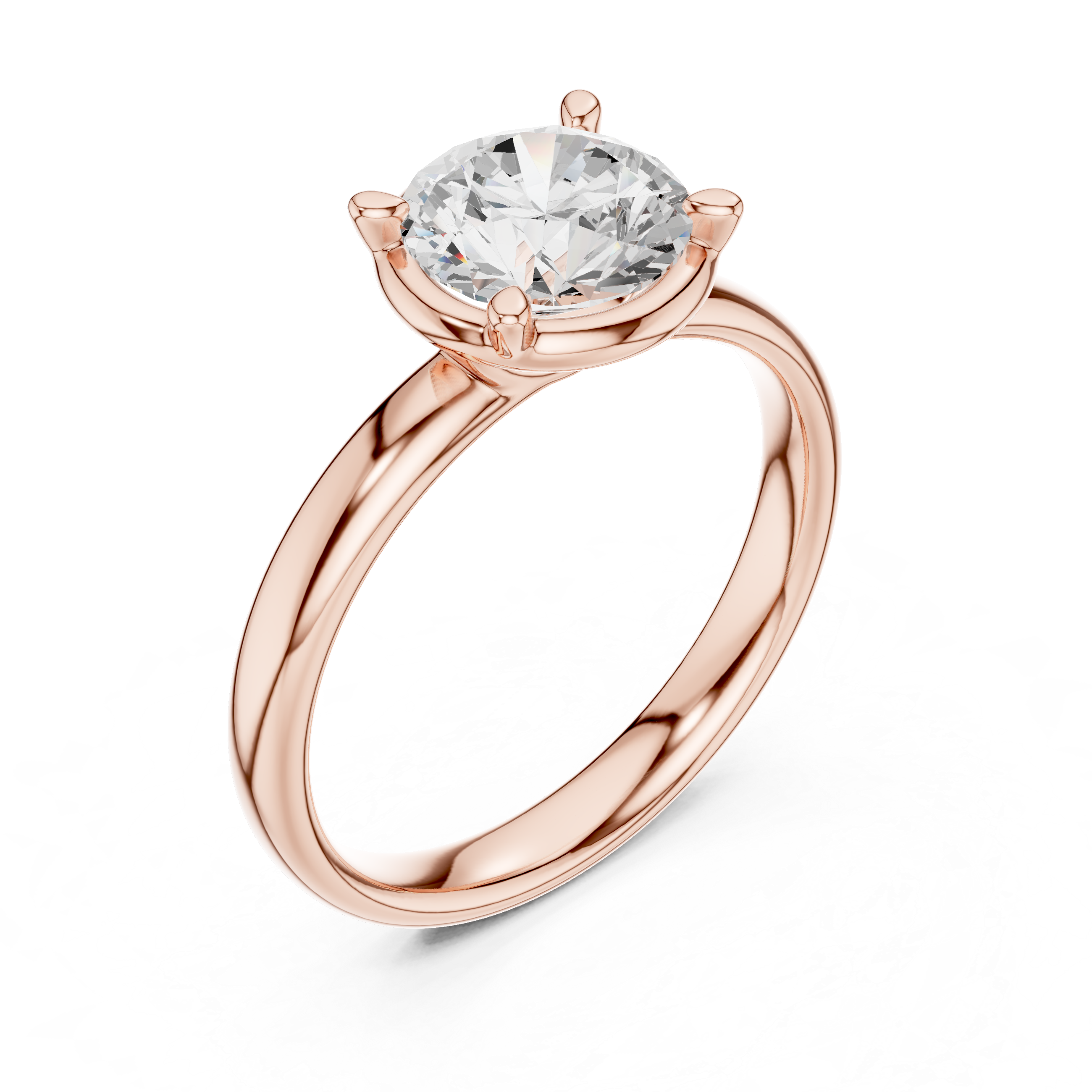 Round Cut Solitaire Engagement Ring with Sculpted Band