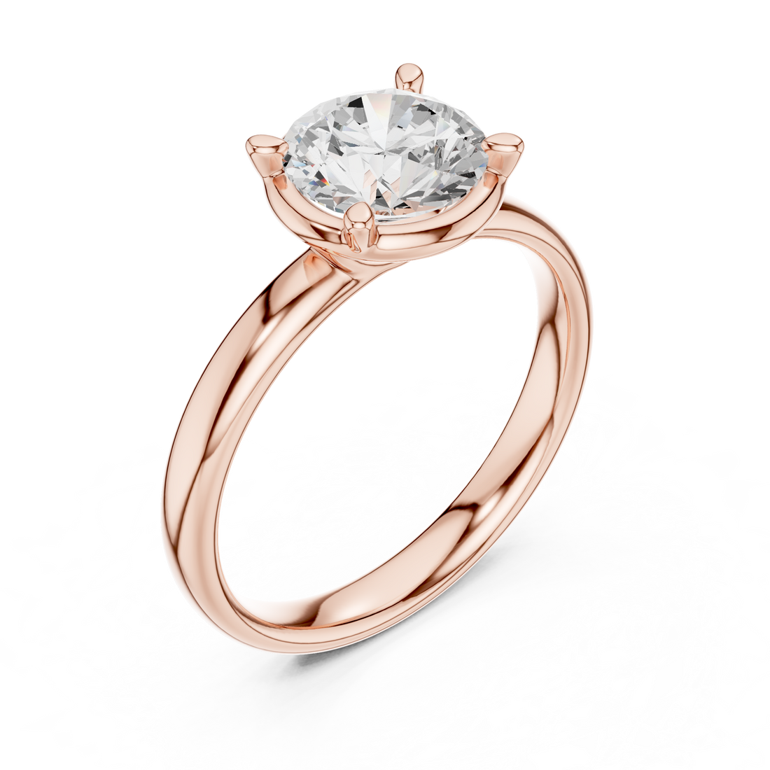Round Cut Solitaire Engagement Ring with Sculpted Band
