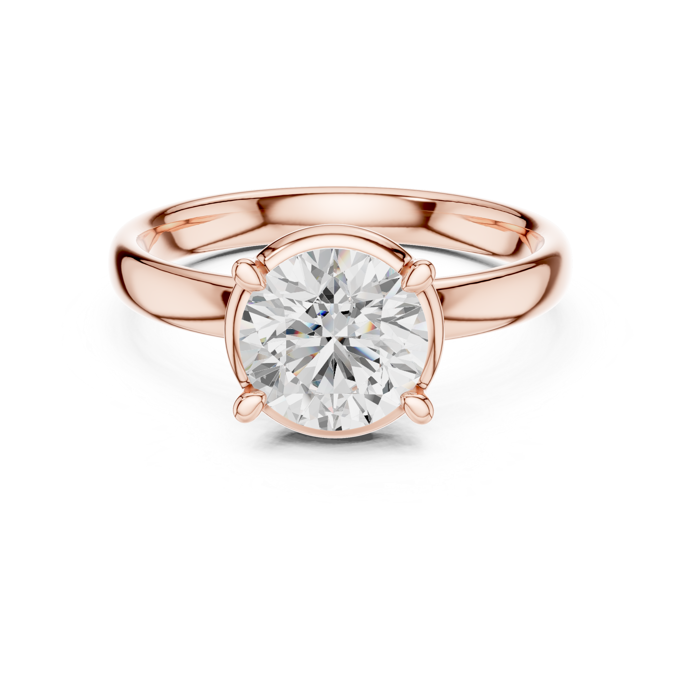 Round Cut Solitaire Engagement Ring with Sculpted Band