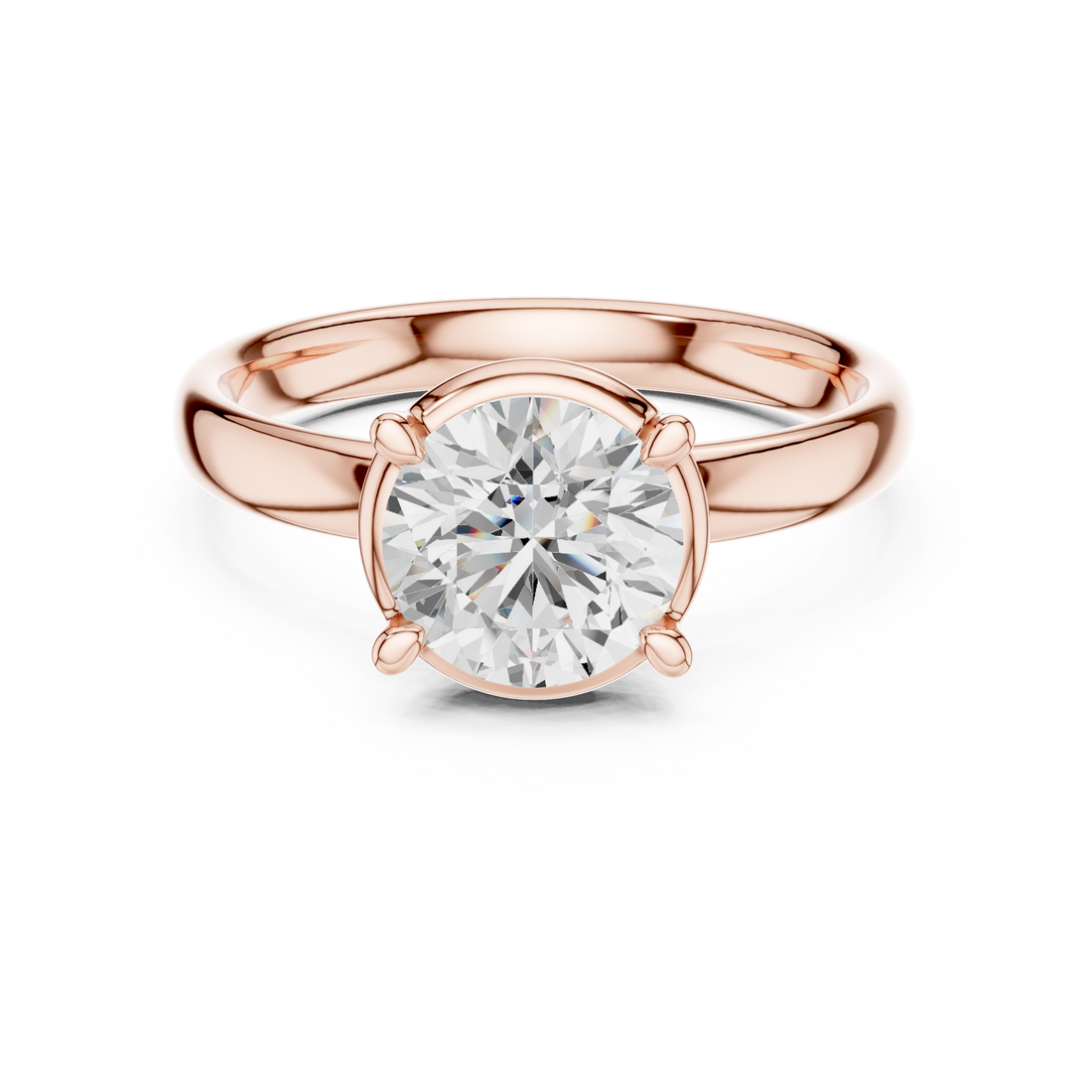 Round Cut Solitaire Engagement Ring with Sculpted Band