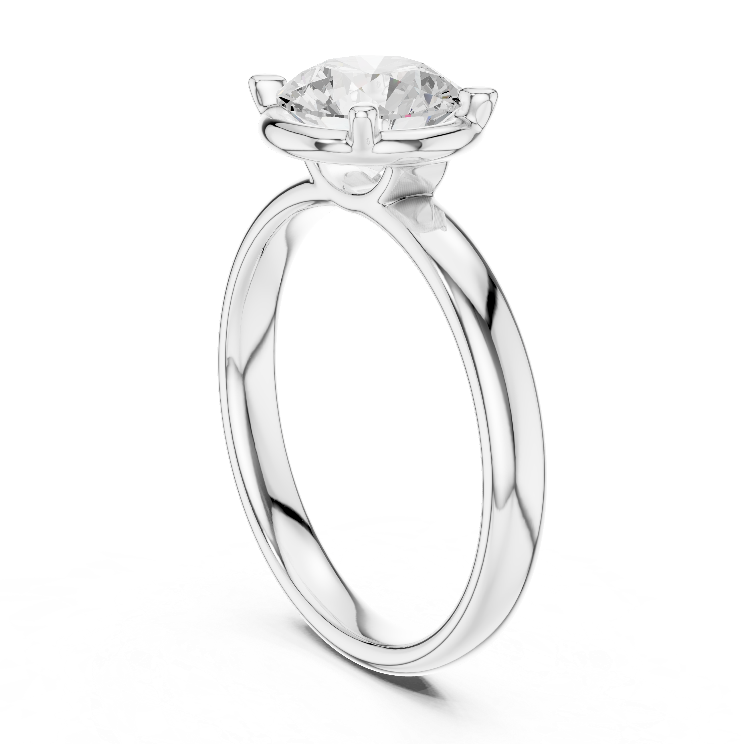 Round Cut Solitaire Engagement Ring with Sculpted Band