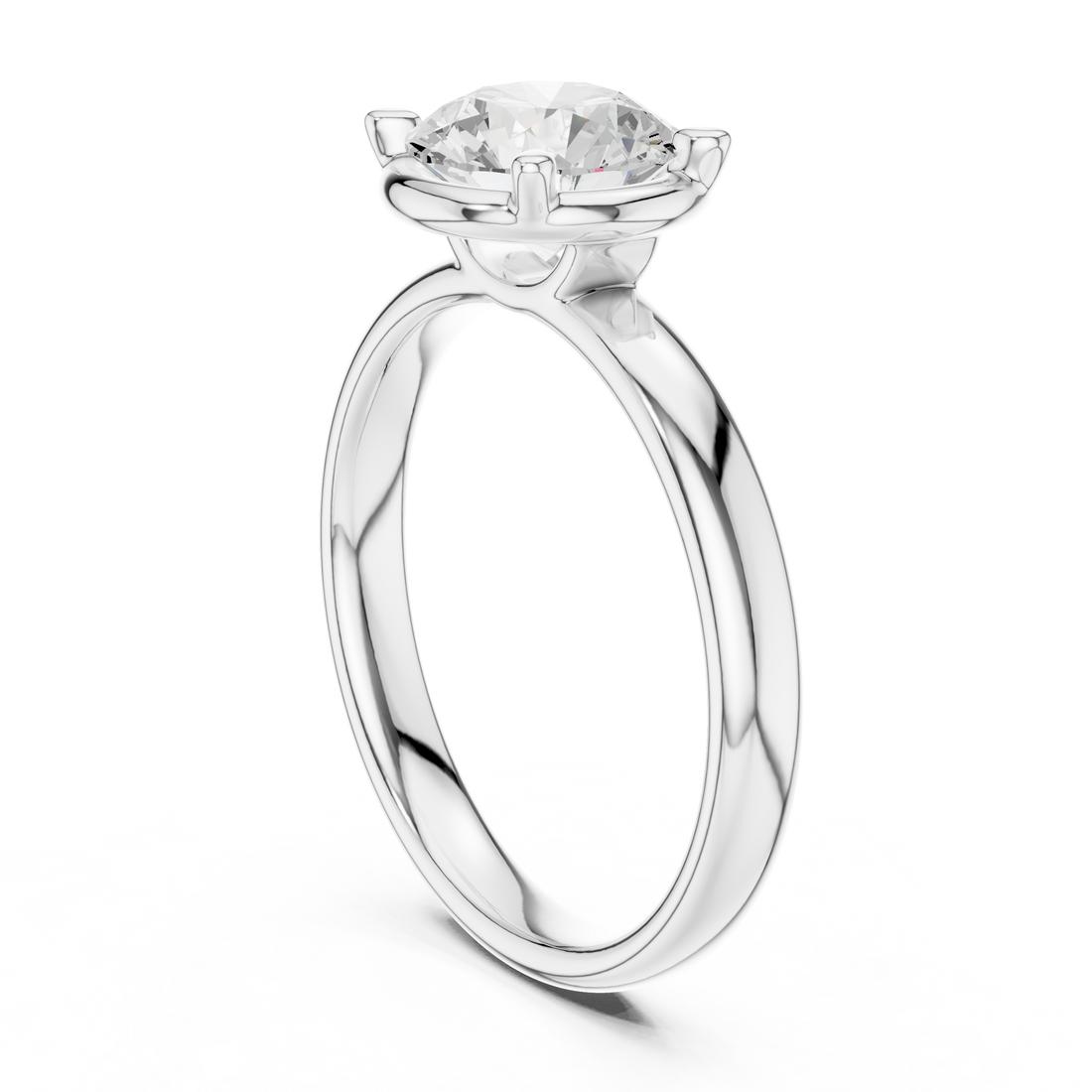 Round Cut Solitaire Engagement Ring with Sculpted Band