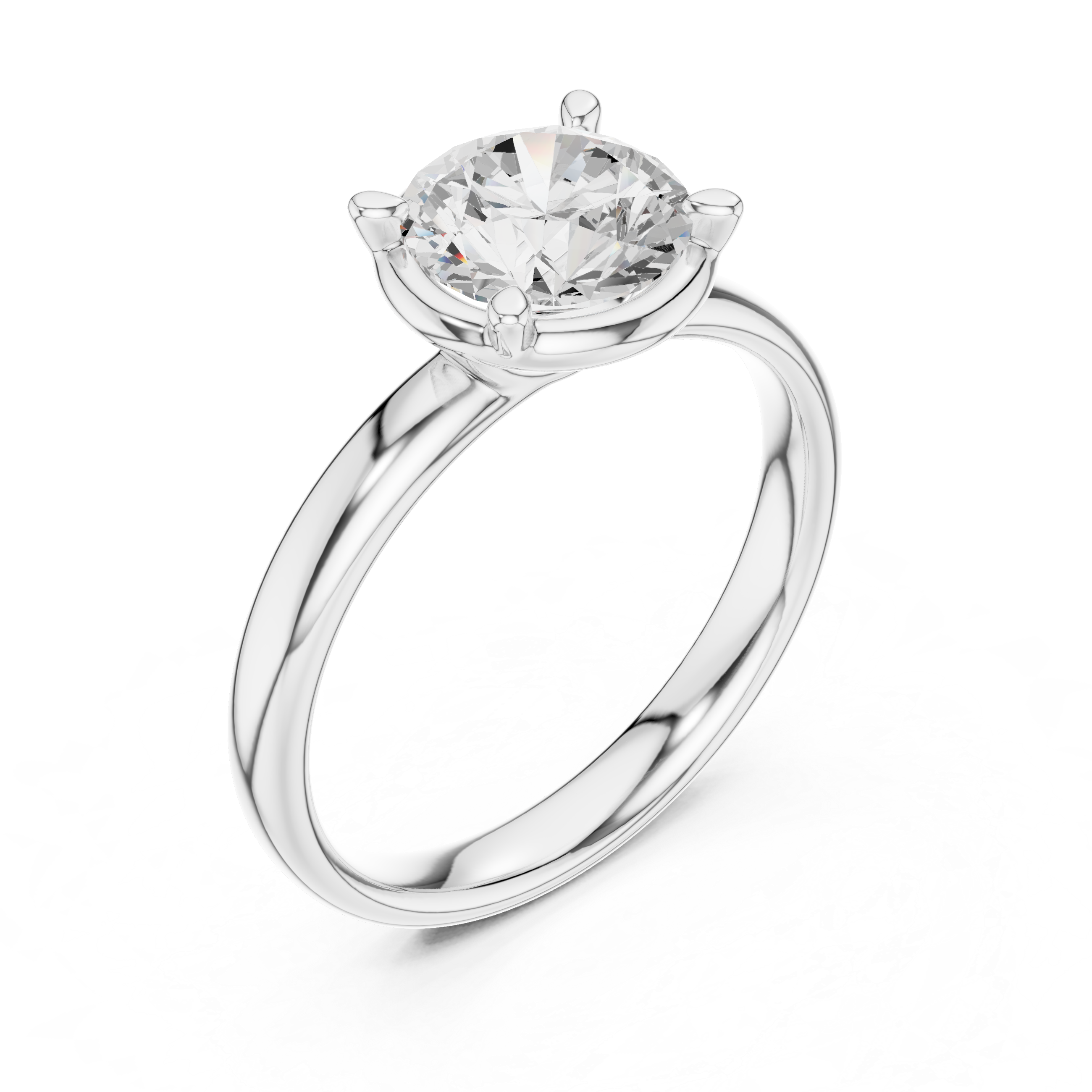 Round Cut Solitaire Engagement Ring with Sculpted Band