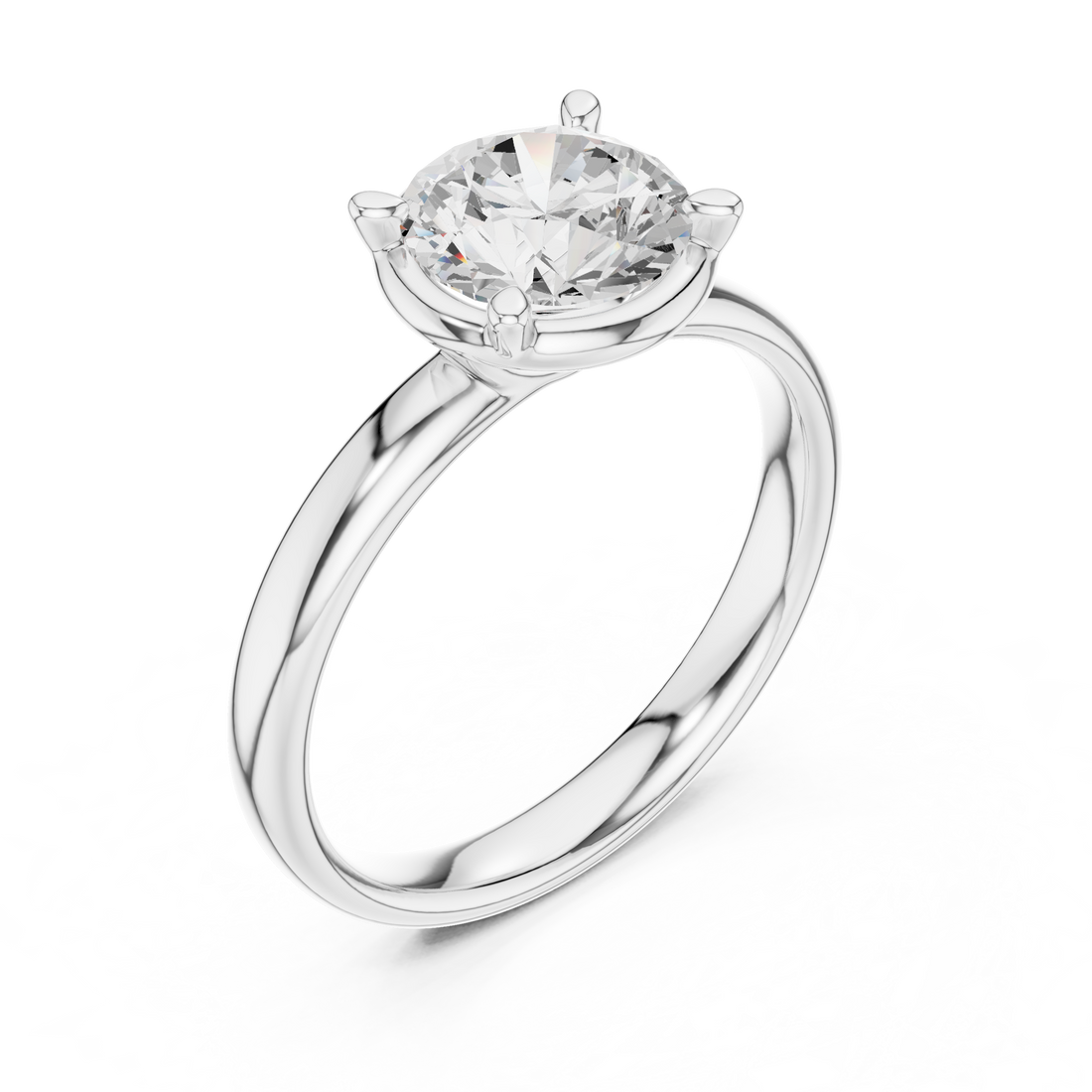 Round Cut Solitaire Engagement Ring with Sculpted Band