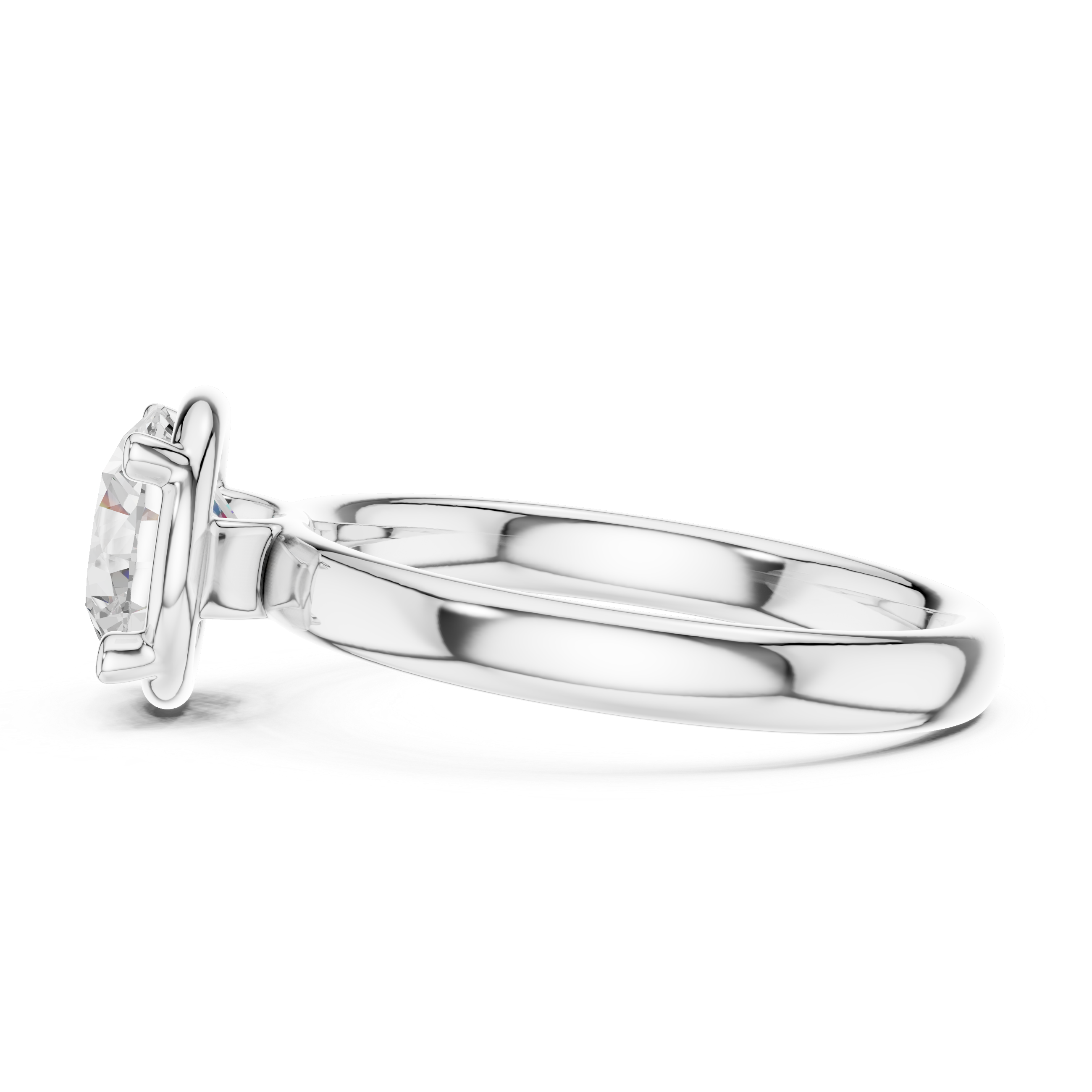 Round Cut Solitaire Engagement Ring with Sculpted Band