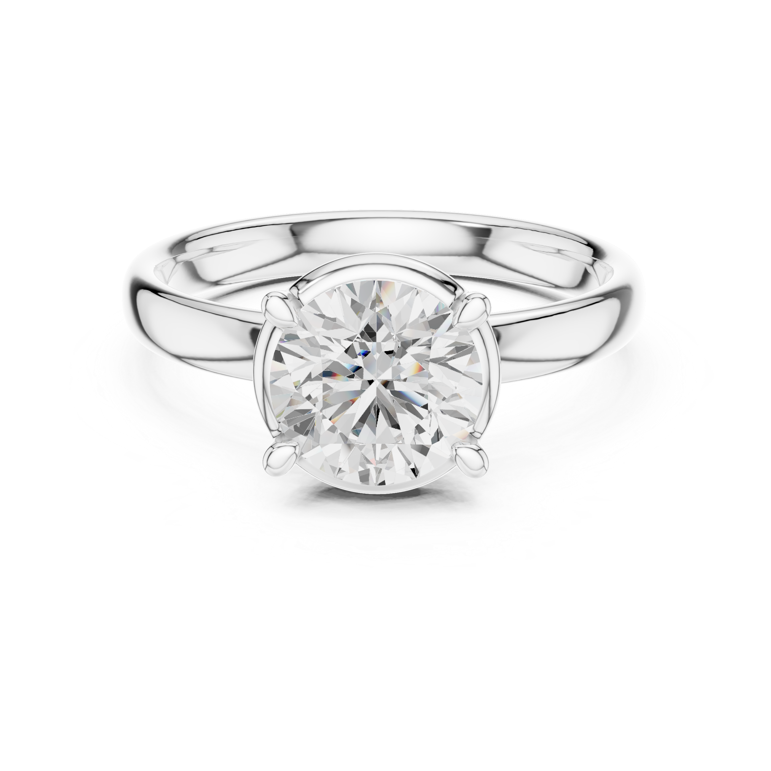 Round Cut Solitaire Engagement Ring with Sculpted Band