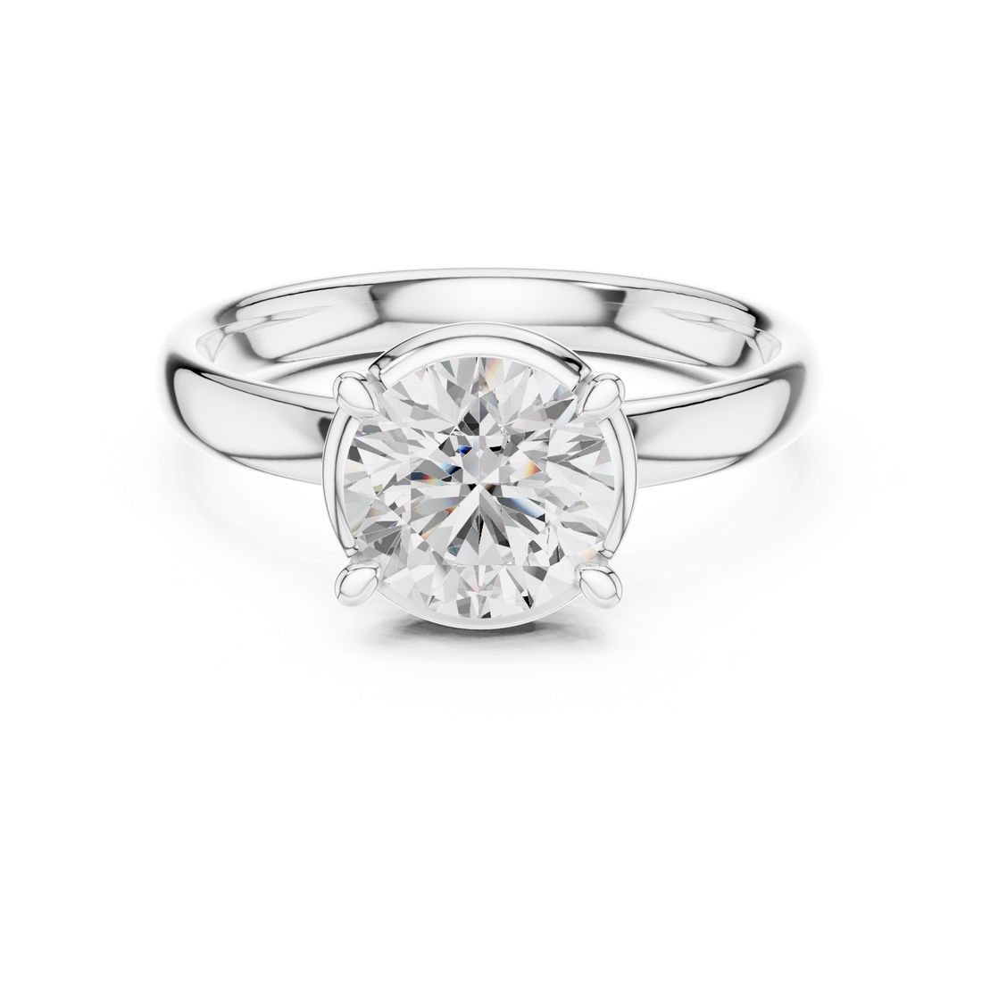 Round Cut Solitaire Engagement Ring with Sculpted Band