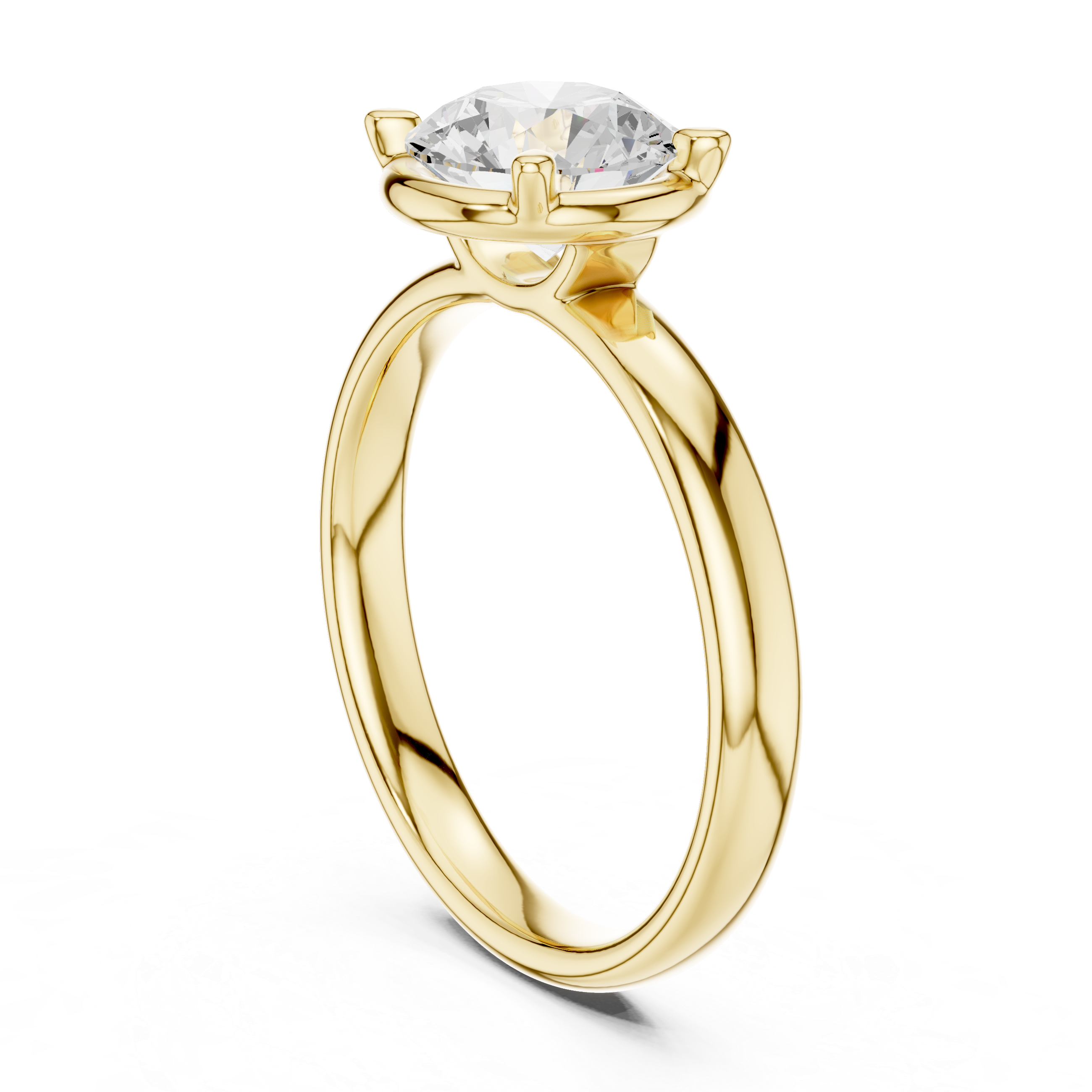 Round Cut Solitaire Engagement Ring with Sculpted Band