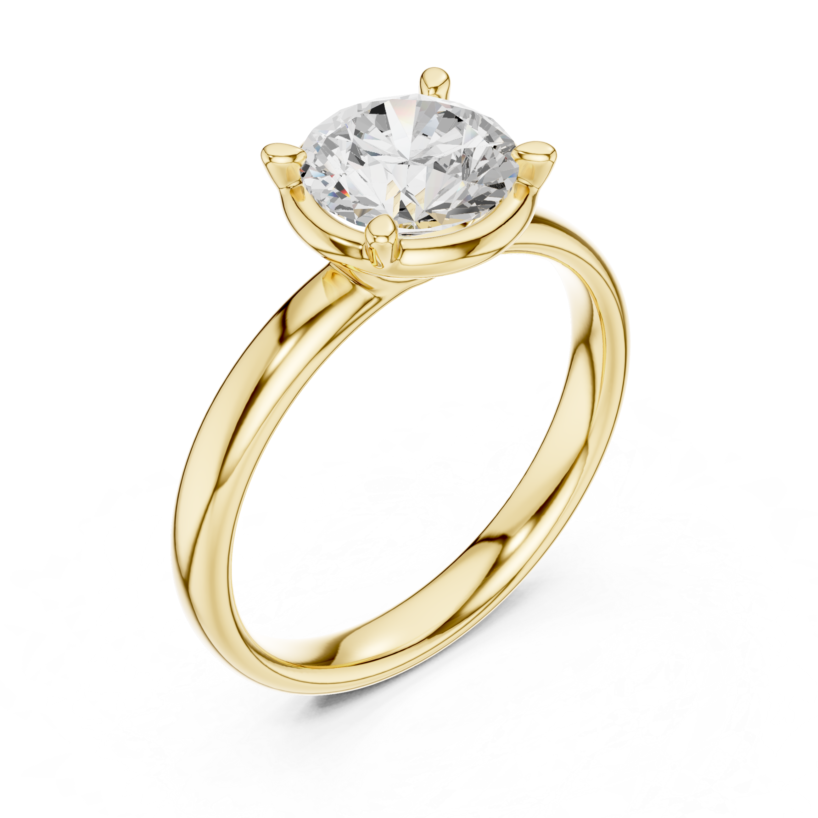 Round Cut Solitaire Engagement Ring with Sculpted Band