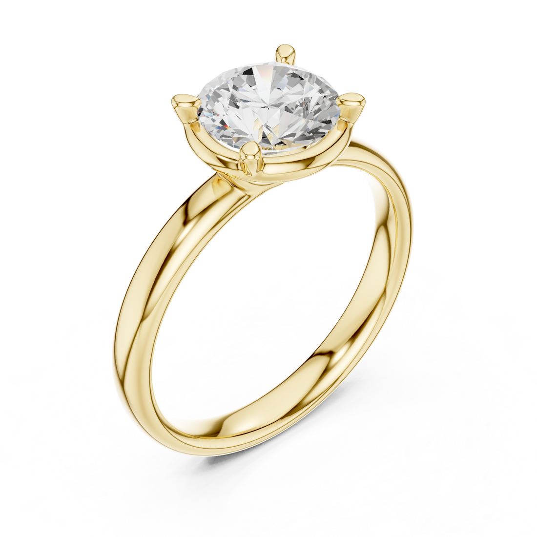Round Cut Solitaire Engagement Ring with Sculpted Band