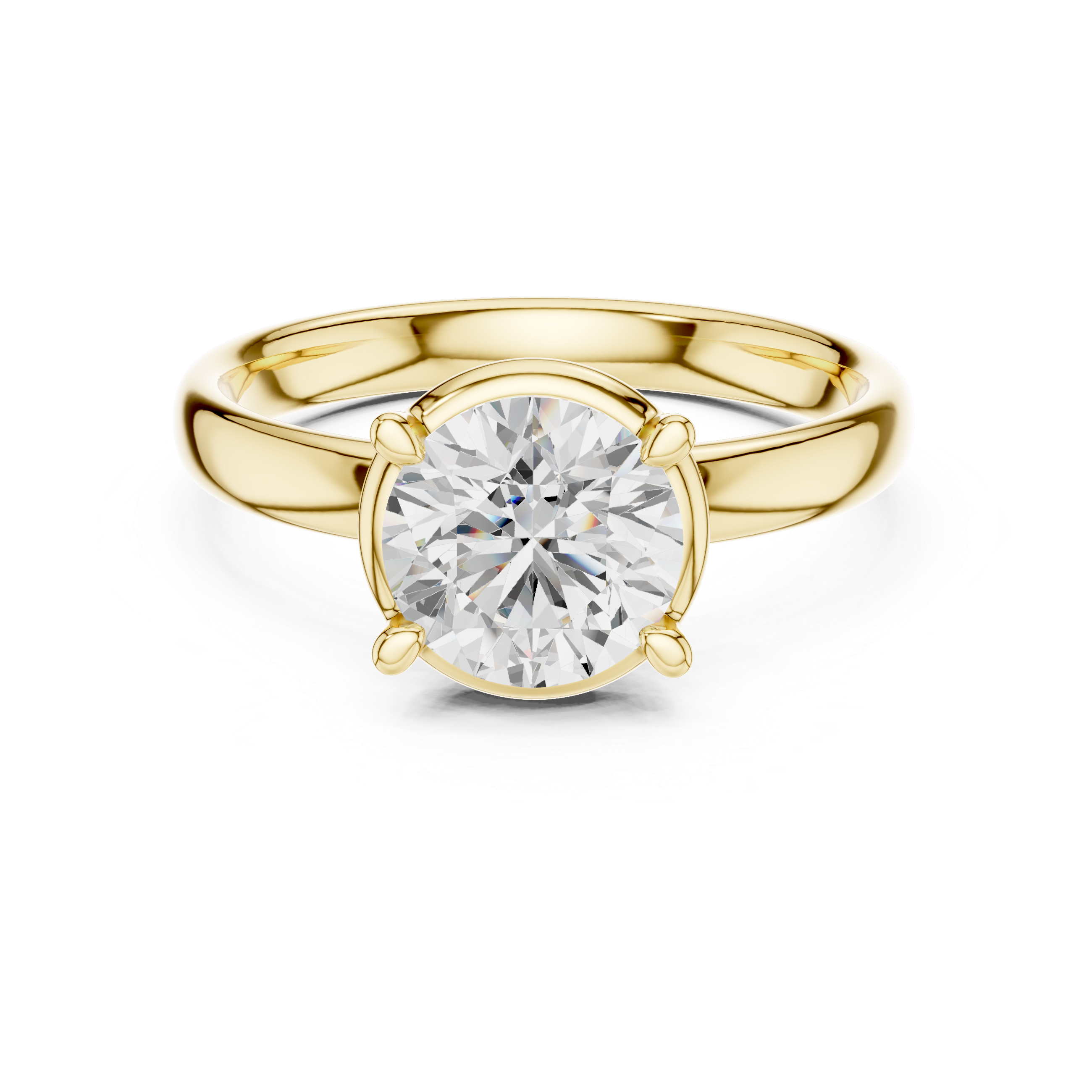 Round Cut Solitaire Engagement Ring with Sculpted Band