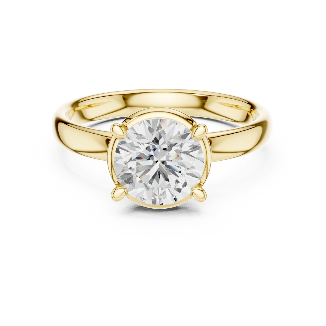 Round Cut Solitaire Engagement Ring with Sculpted Band