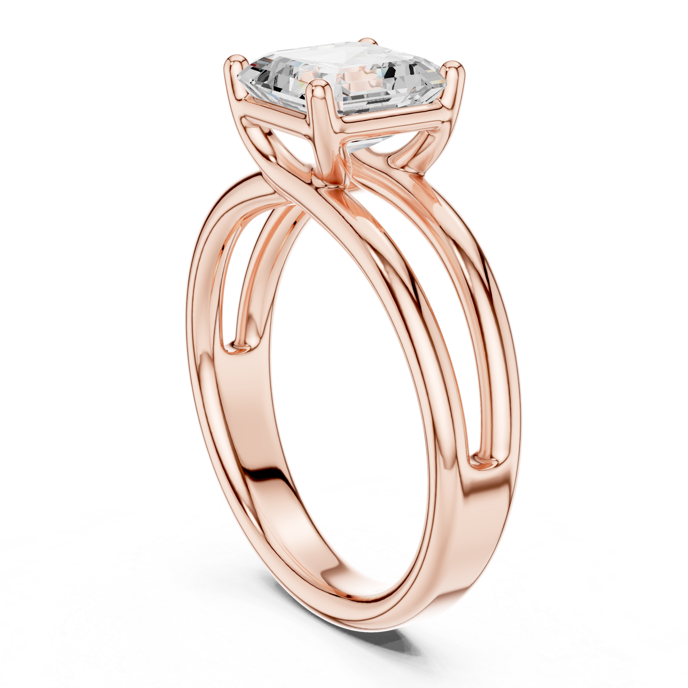 Asscher Cut Solitaire Engagement Ring with Multi-Band Setting