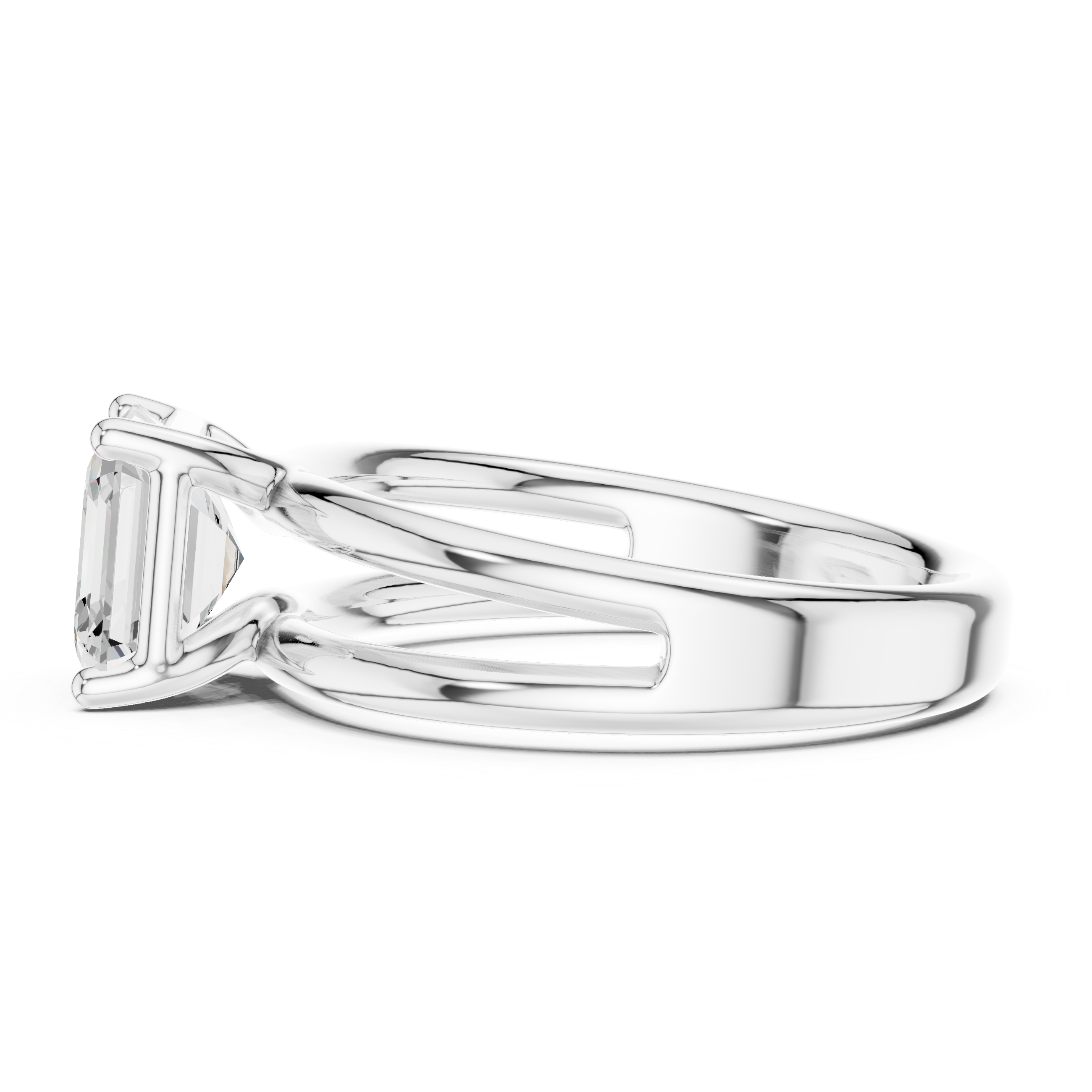 Asscher Cut Solitaire Engagement Ring with Multi-Band Setting