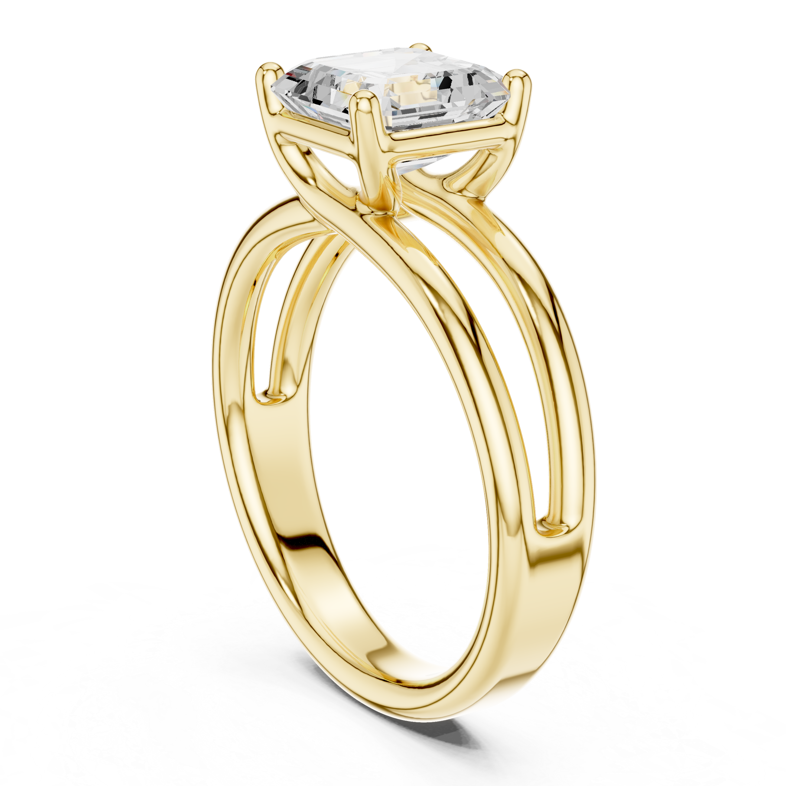 Asscher Cut Solitaire Engagement Ring with Multi-Band Setting