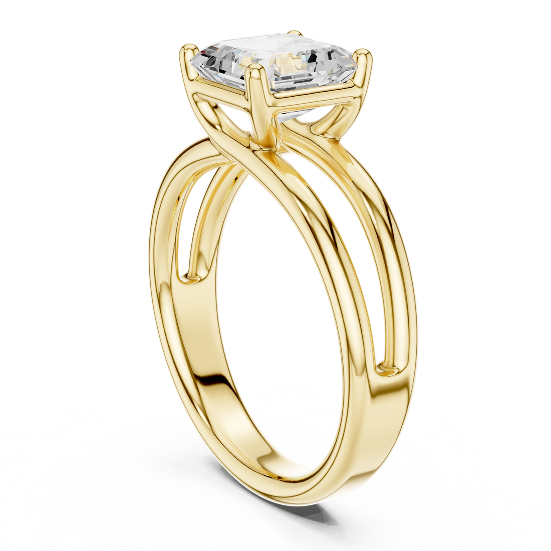 Asscher Cut Solitaire Engagement Ring with Multi-Band Setting
