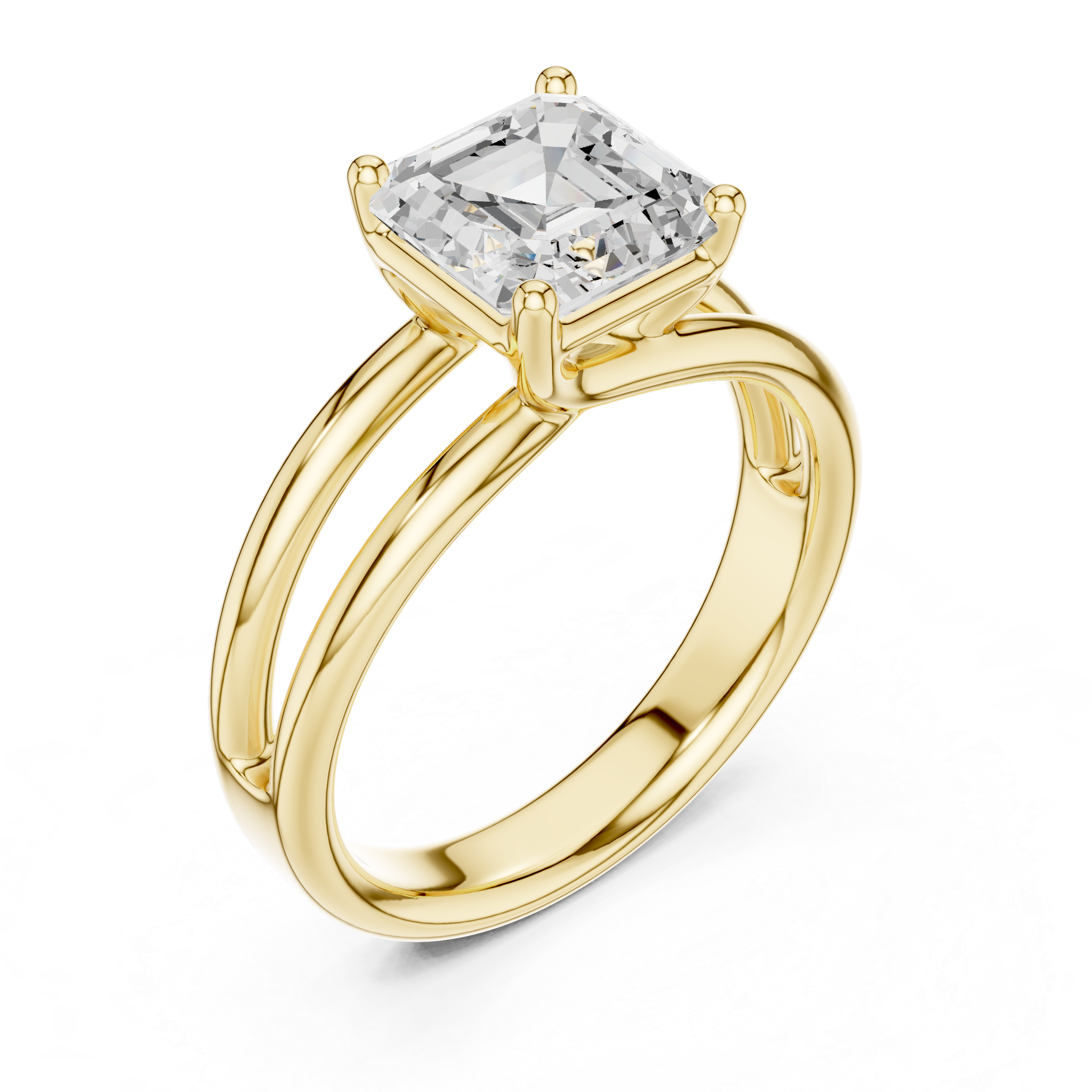 Asscher Cut Solitaire Engagement Ring with Multi-Band Setting