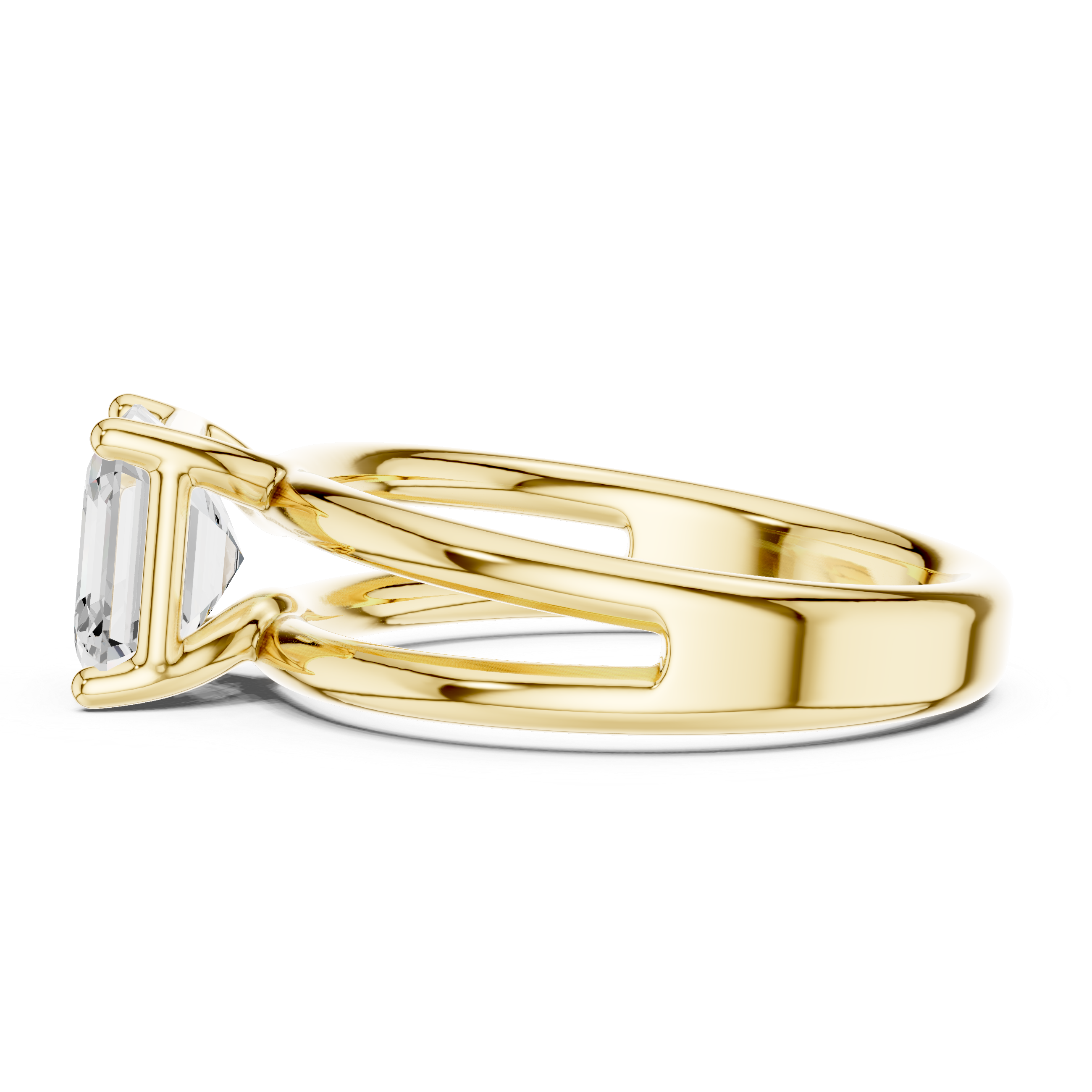 Asscher Cut Solitaire Engagement Ring with Multi-Band Setting