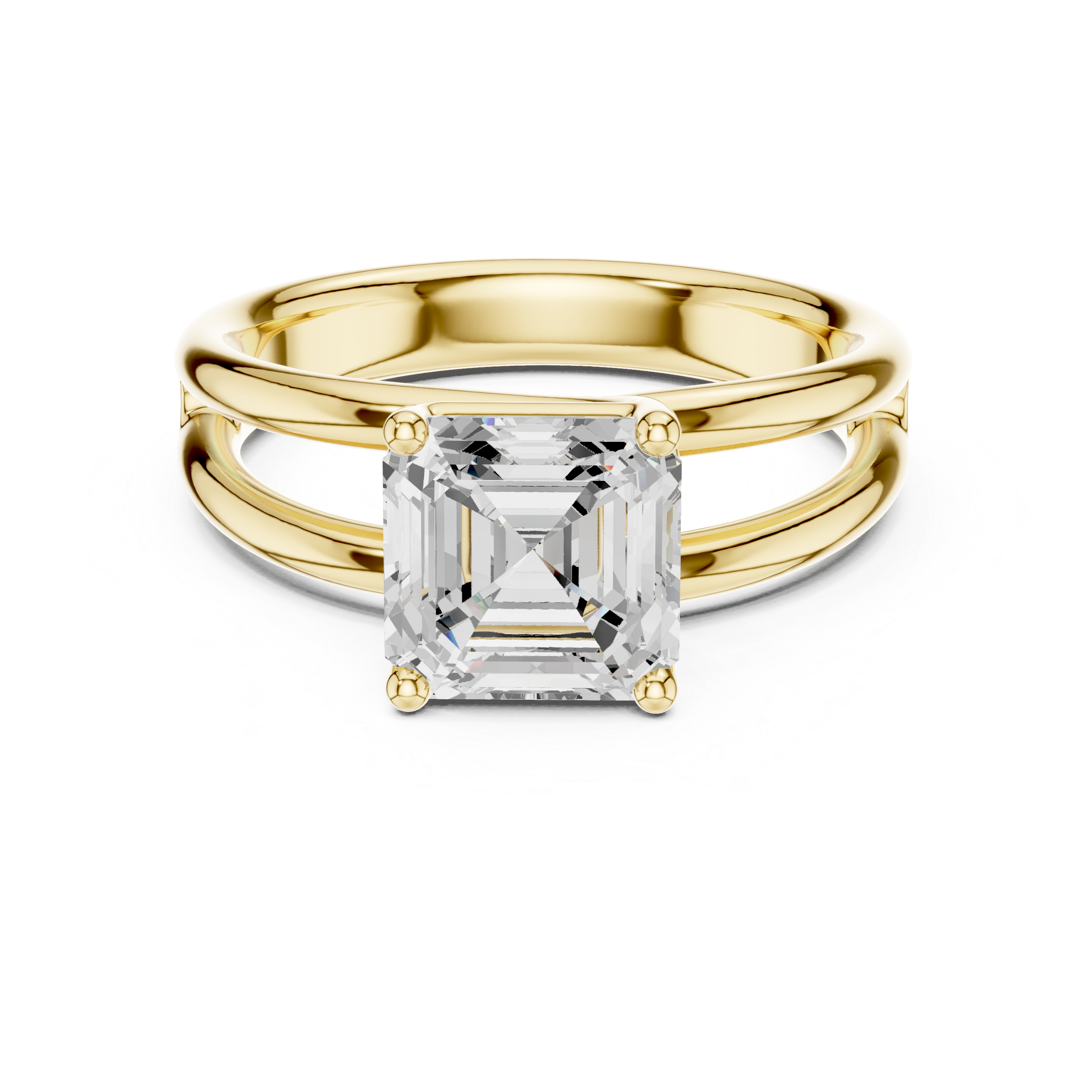 Asscher Cut Solitaire Engagement Ring with Multi-Band Setting