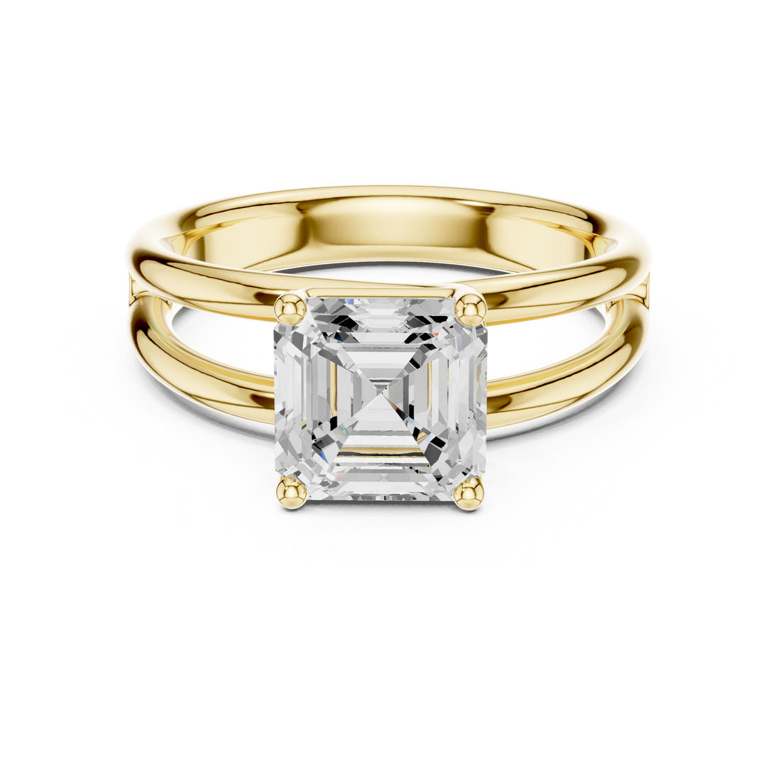 Asscher Cut Solitaire Engagement Ring with Multi-Band Setting