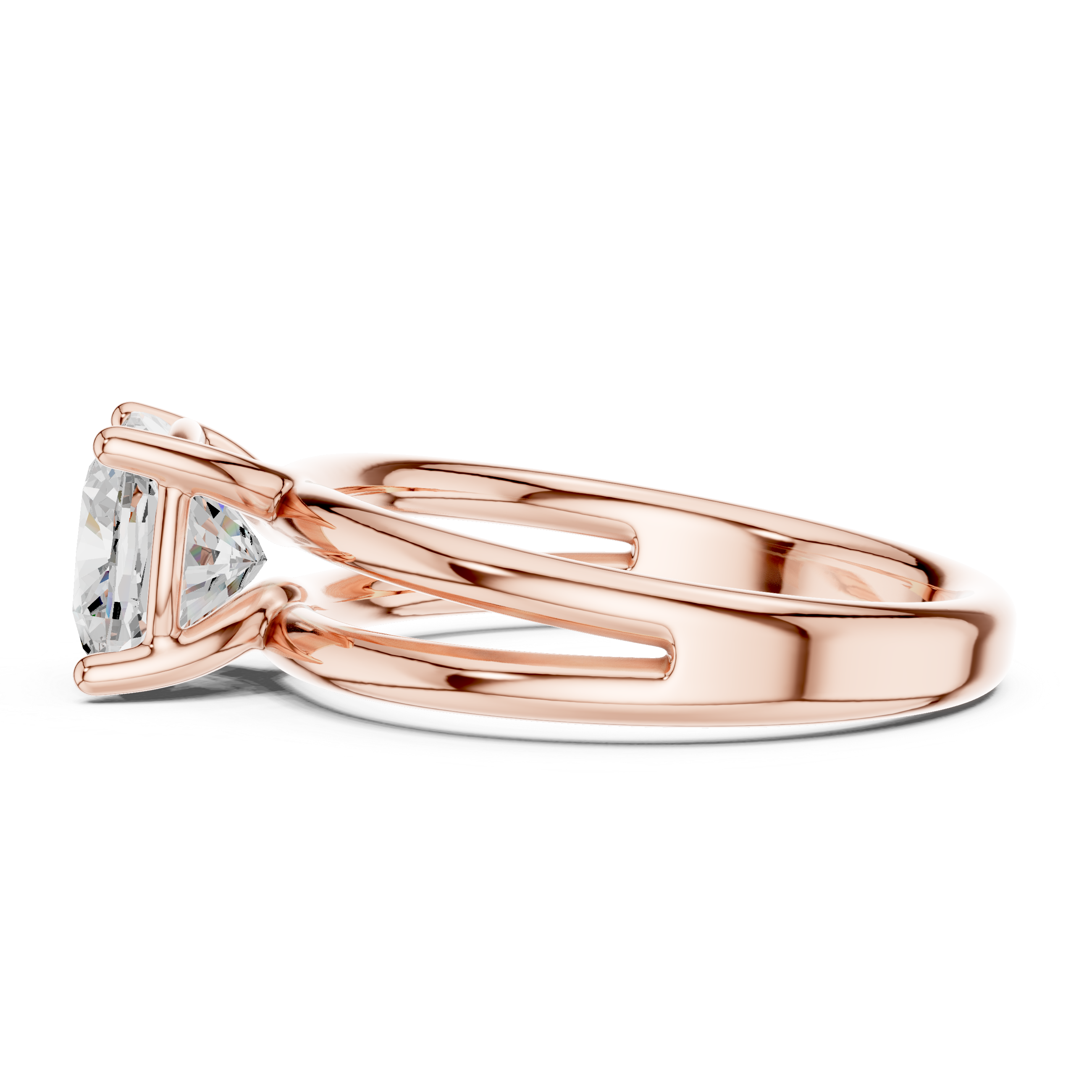 Cushion Cut Solitaire Engagement Ring with Multi-Band Setting