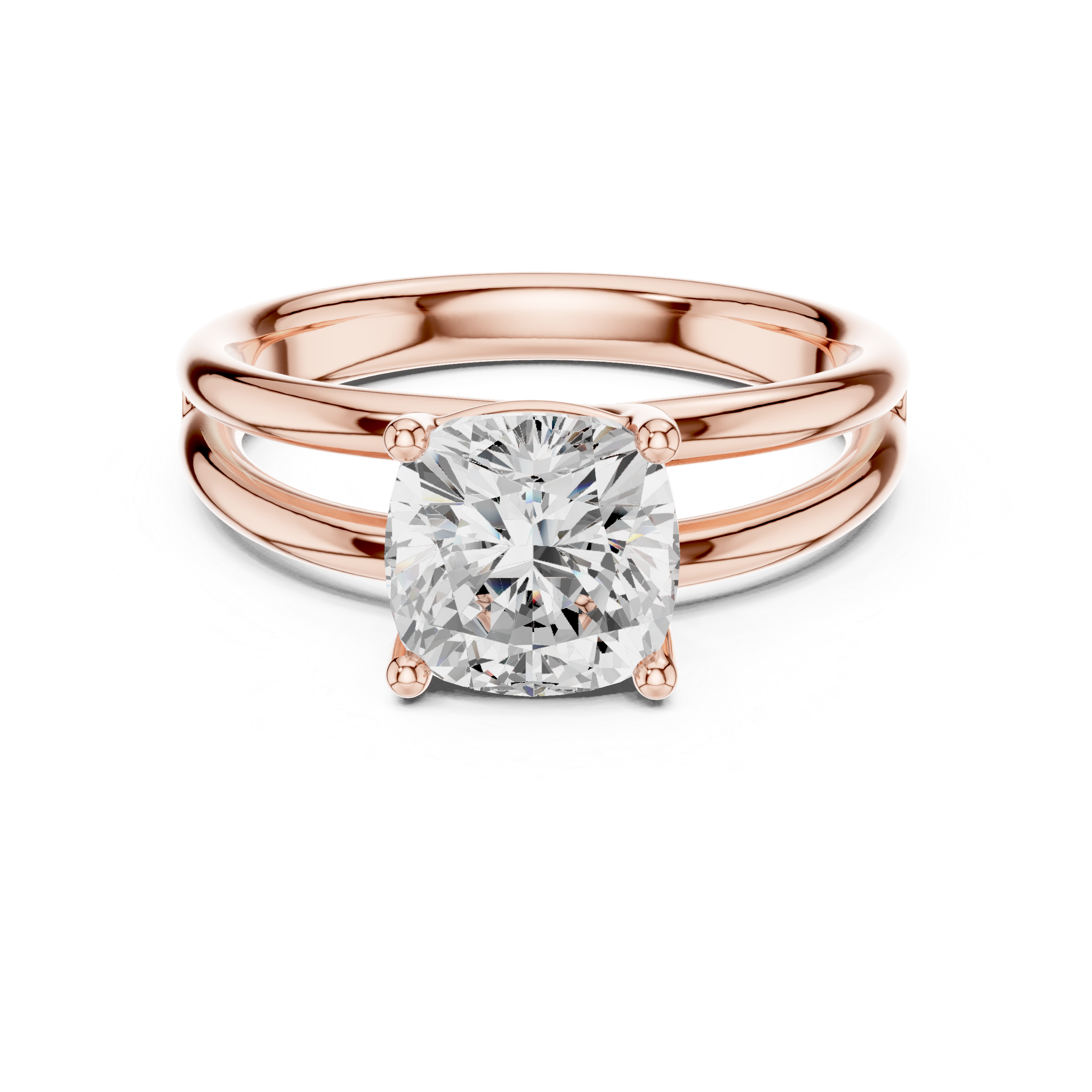 Cushion Cut Solitaire Engagement Ring with Multi-Band Setting