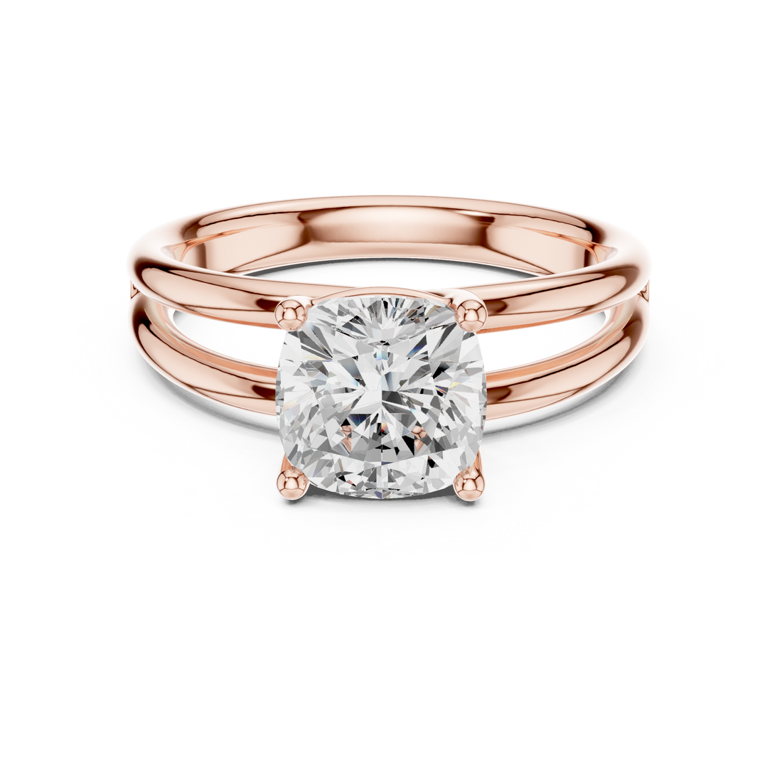 Cushion Cut Solitaire Engagement Ring with Multi-Band Setting