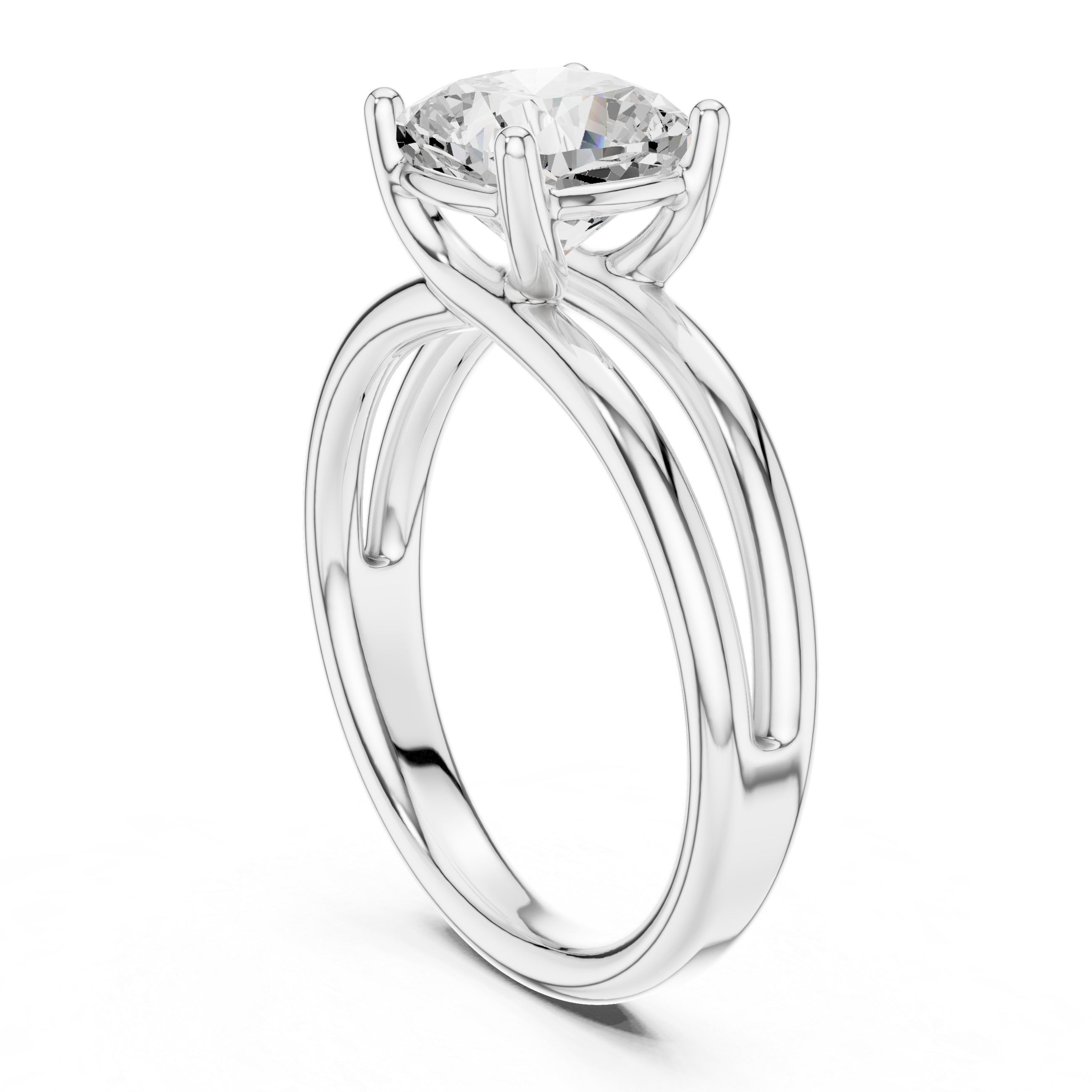 Cushion Cut Solitaire Engagement Ring with Multi-Band Setting