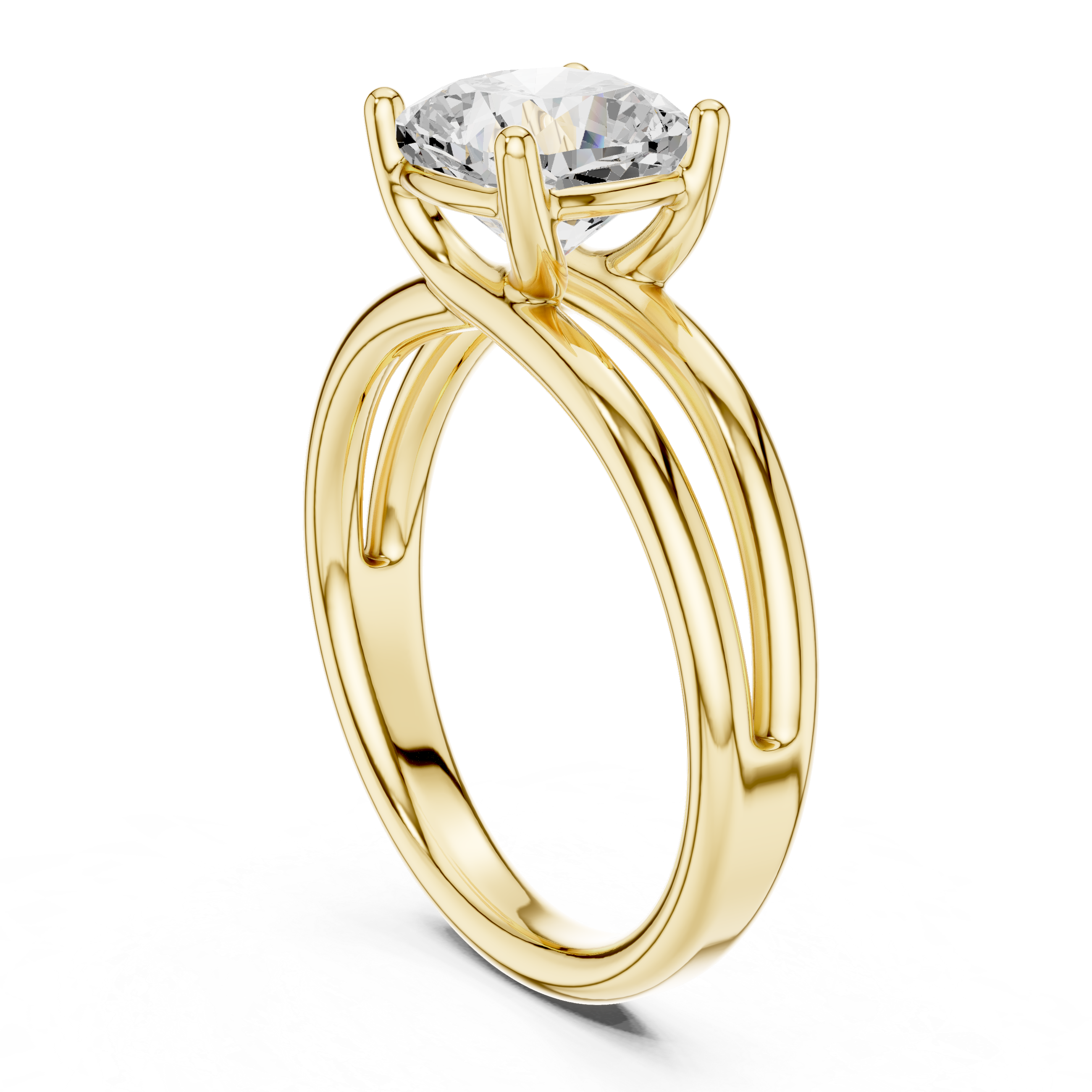 Cushion Cut Solitaire Engagement Ring with Multi-Band Setting