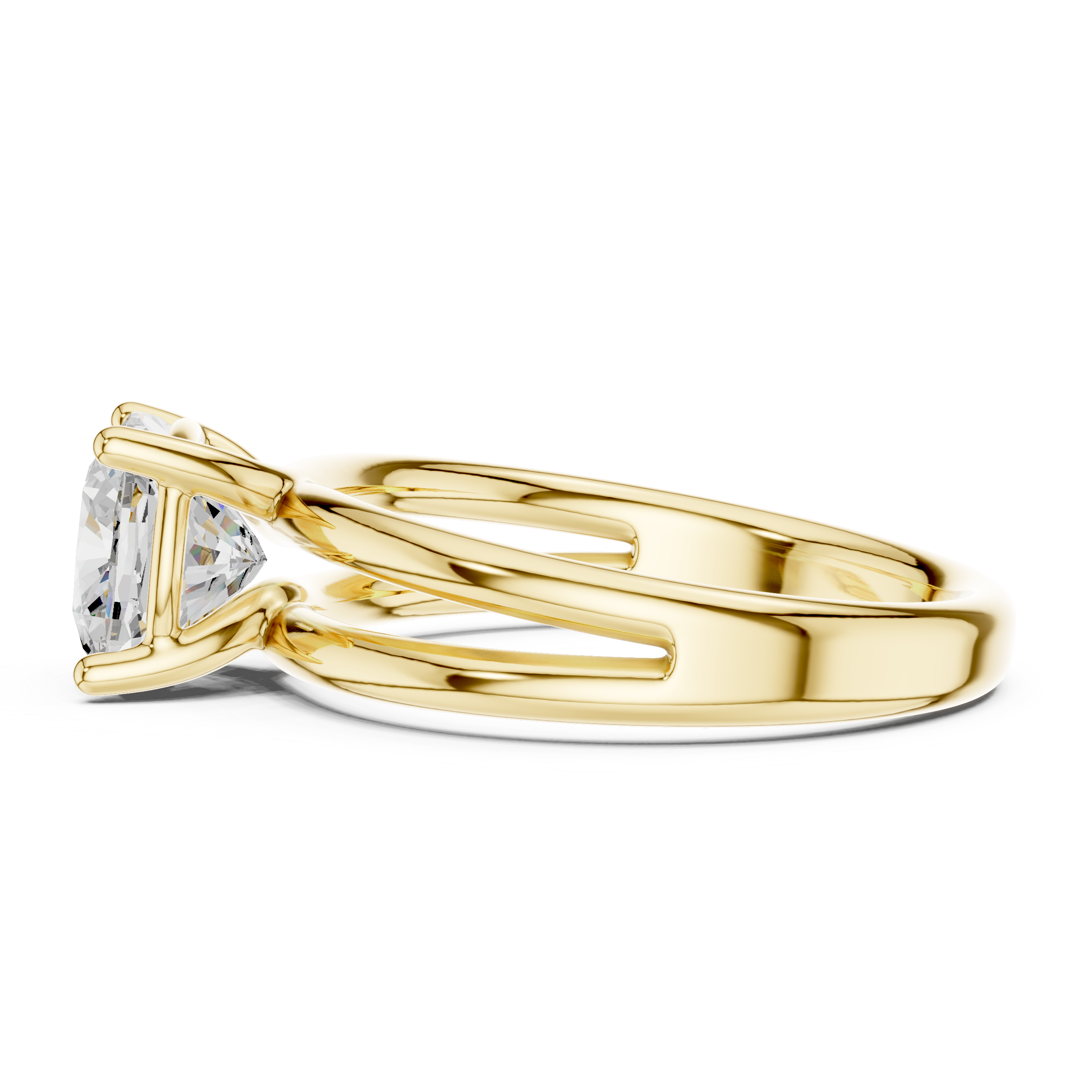 Cushion Cut Solitaire Engagement Ring with Multi-Band Setting