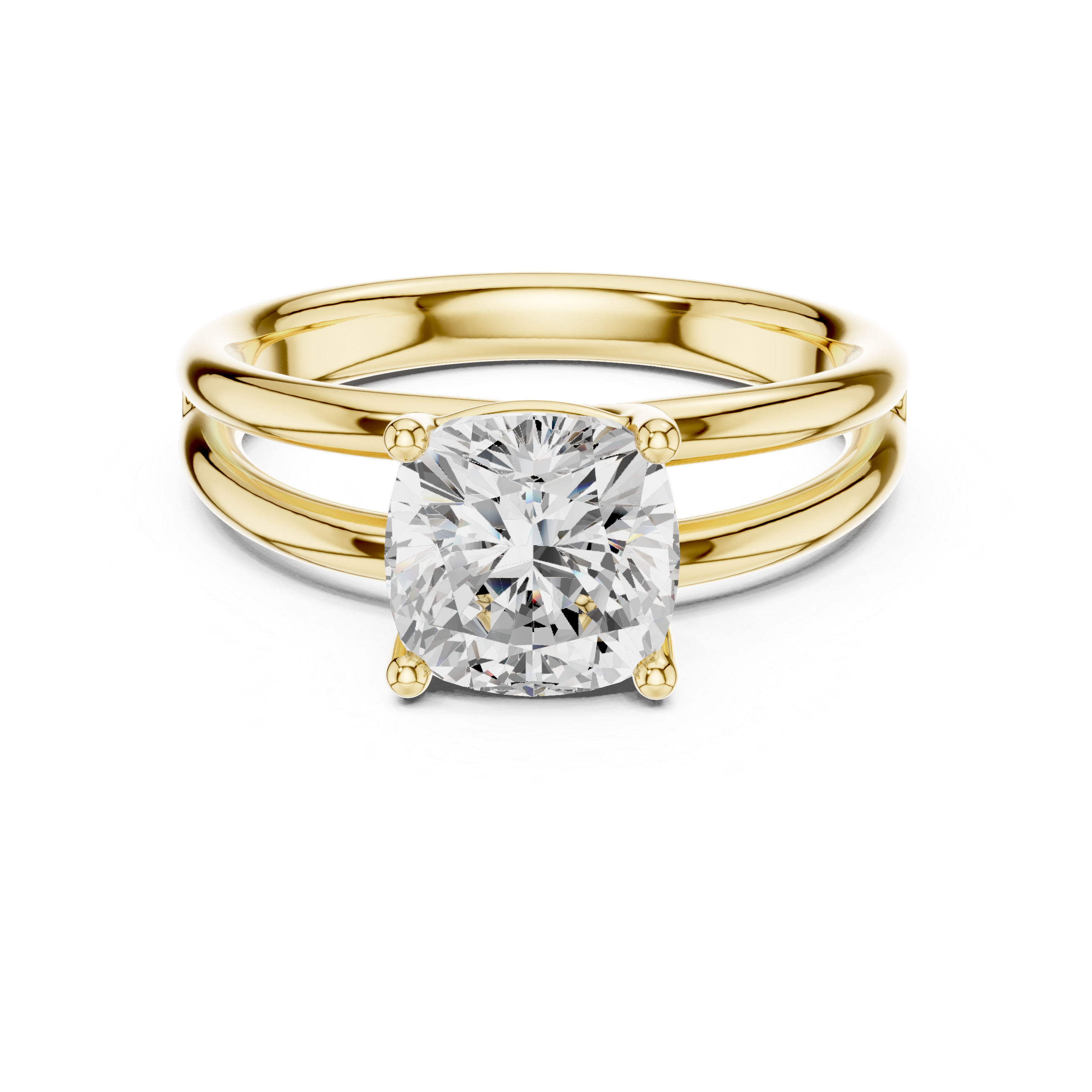 Cushion Cut Solitaire Engagement Ring with Multi-Band Setting