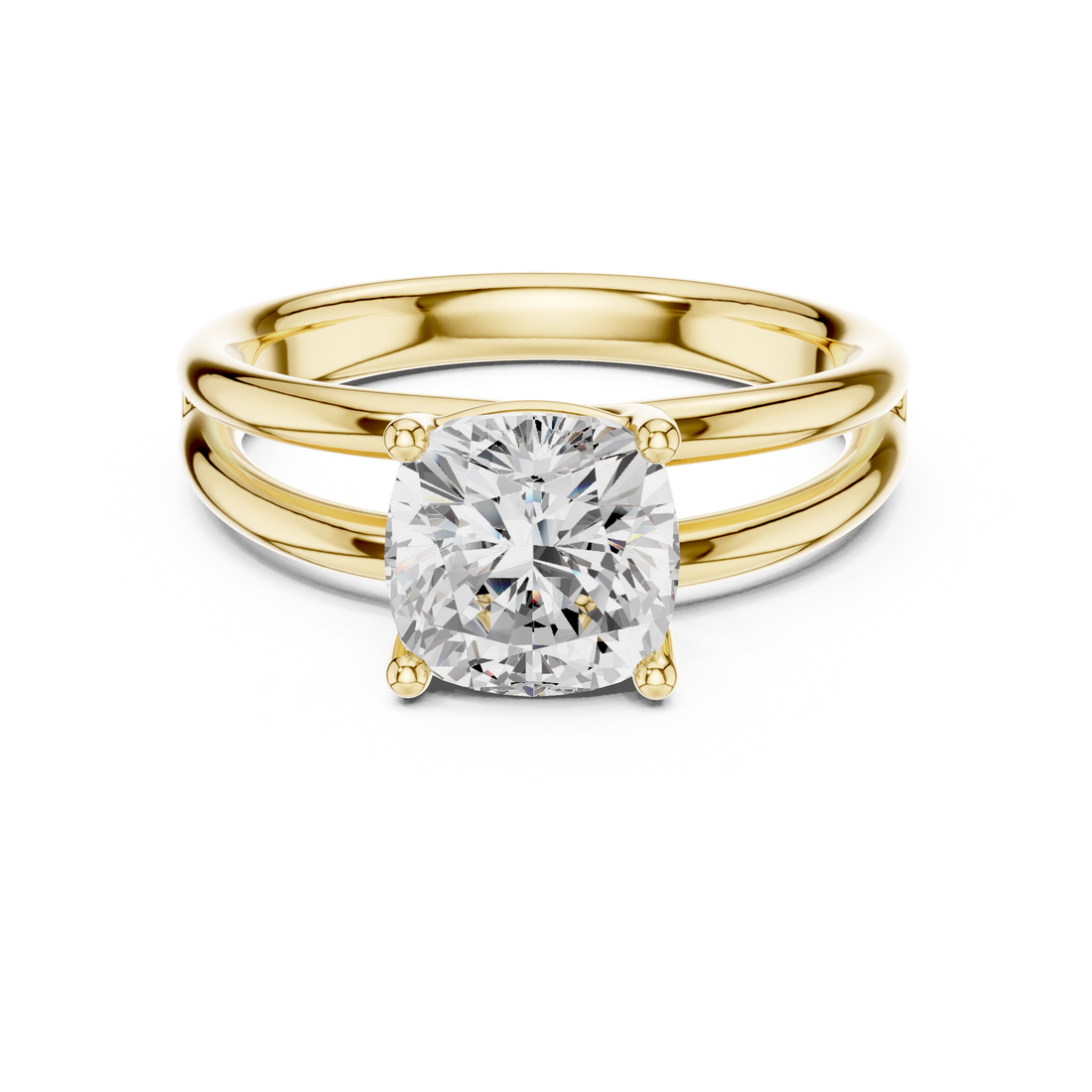 Cushion Cut Solitaire Engagement Ring with Multi-Band Setting