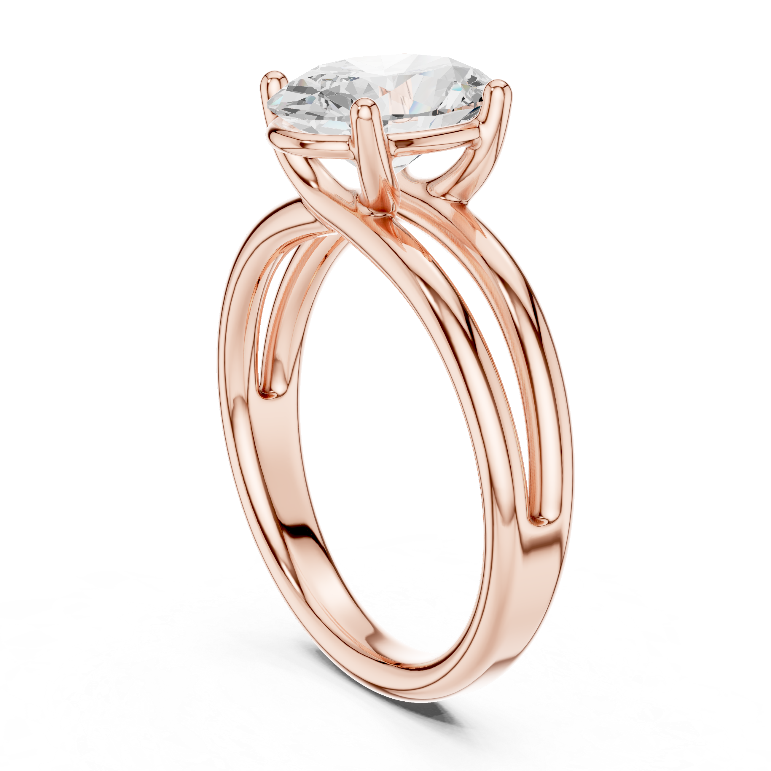 Oval Cut Solitaire Engagement Ring with Multi-Band Setting