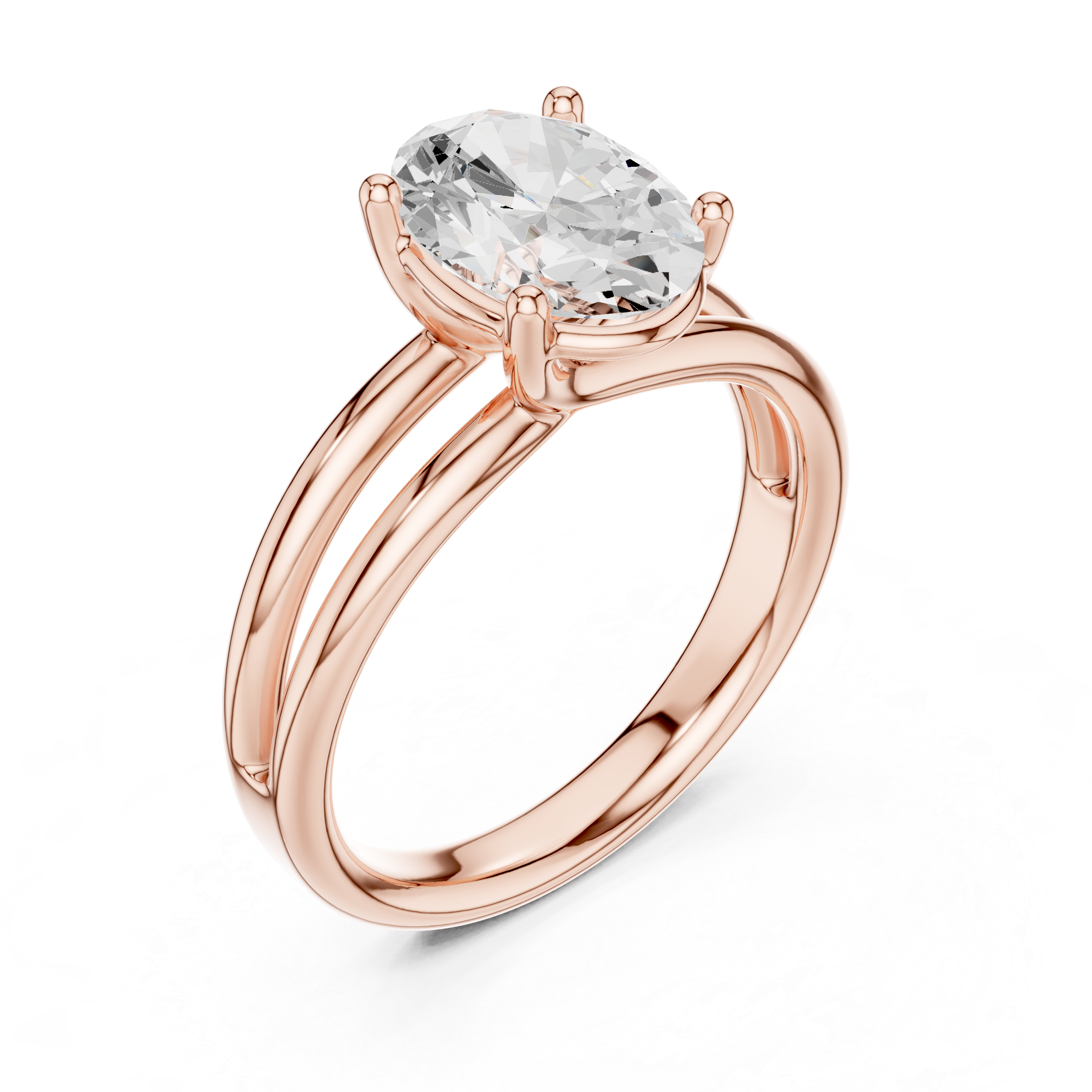 Oval Cut Solitaire Engagement Ring with Multi-Band Setting