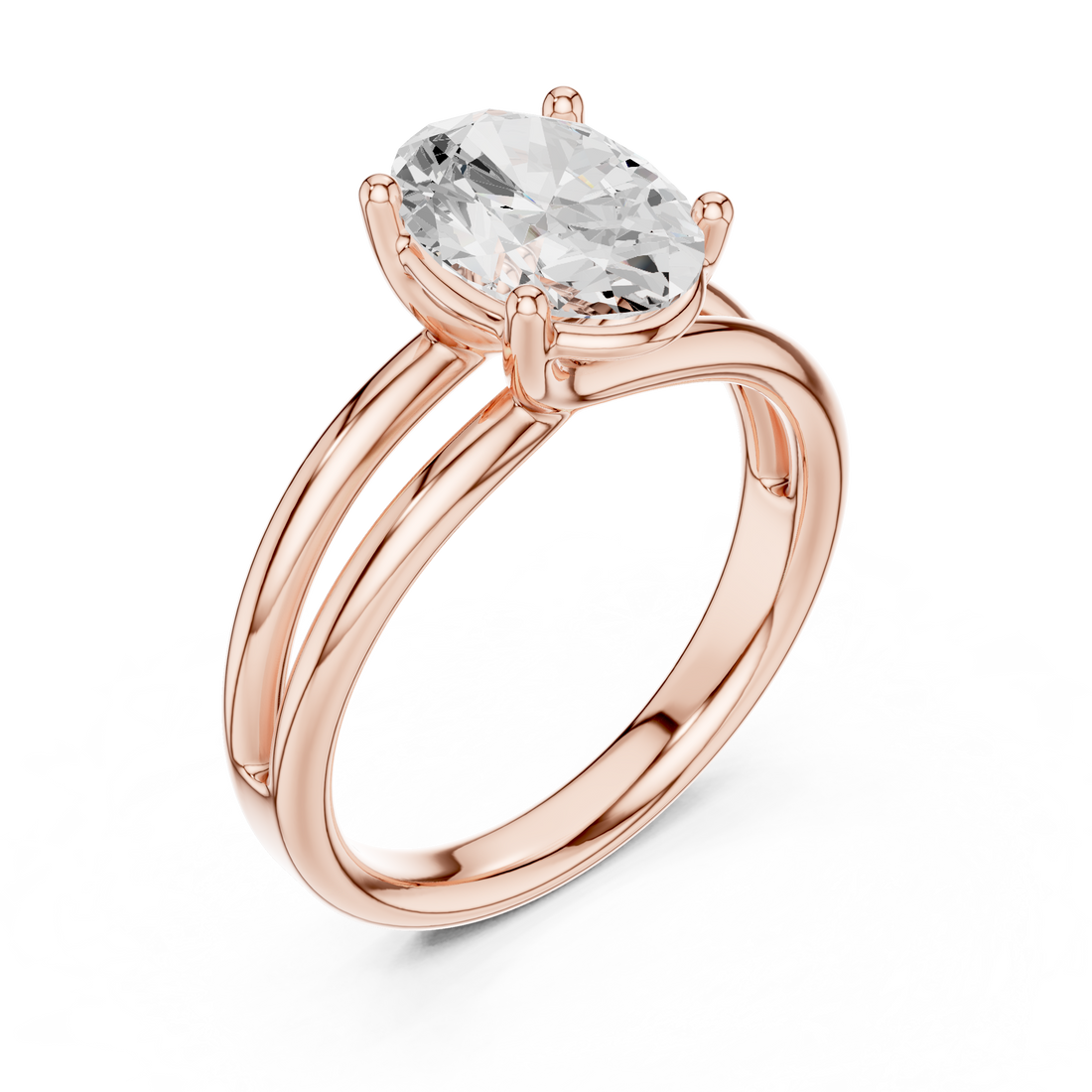 Oval Cut Solitaire Engagement Ring with Multi-Band Setting