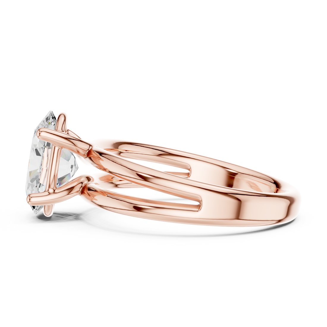 Oval Cut Solitaire Engagement Ring with Multi-Band Setting