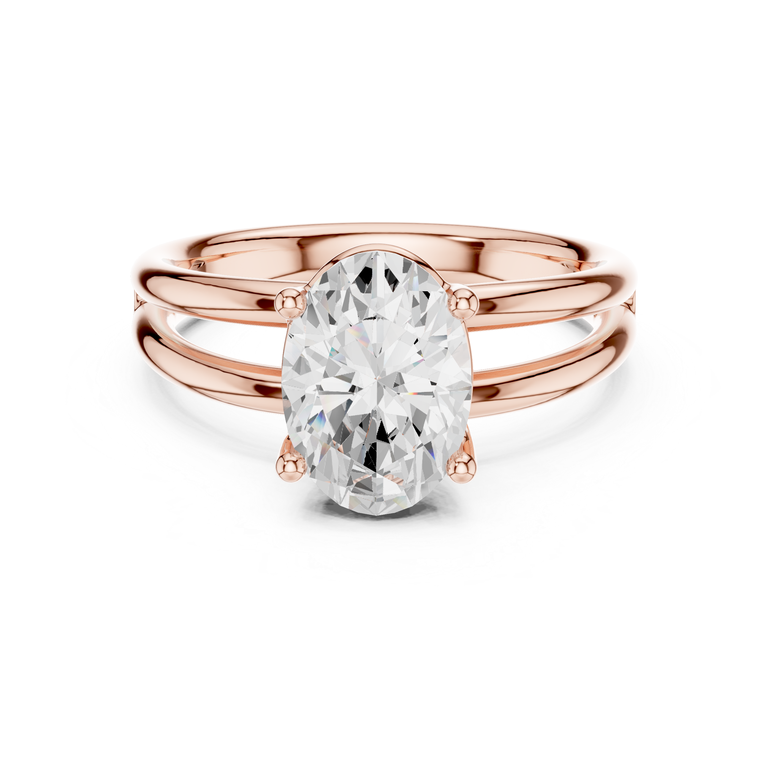 Oval Cut Solitaire Engagement Ring with Multi-Band Setting