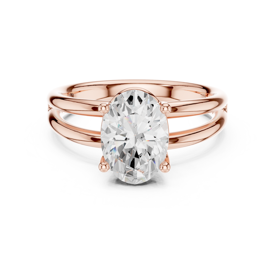 Oval Cut Solitaire Engagement Ring with Multi-Band Setting