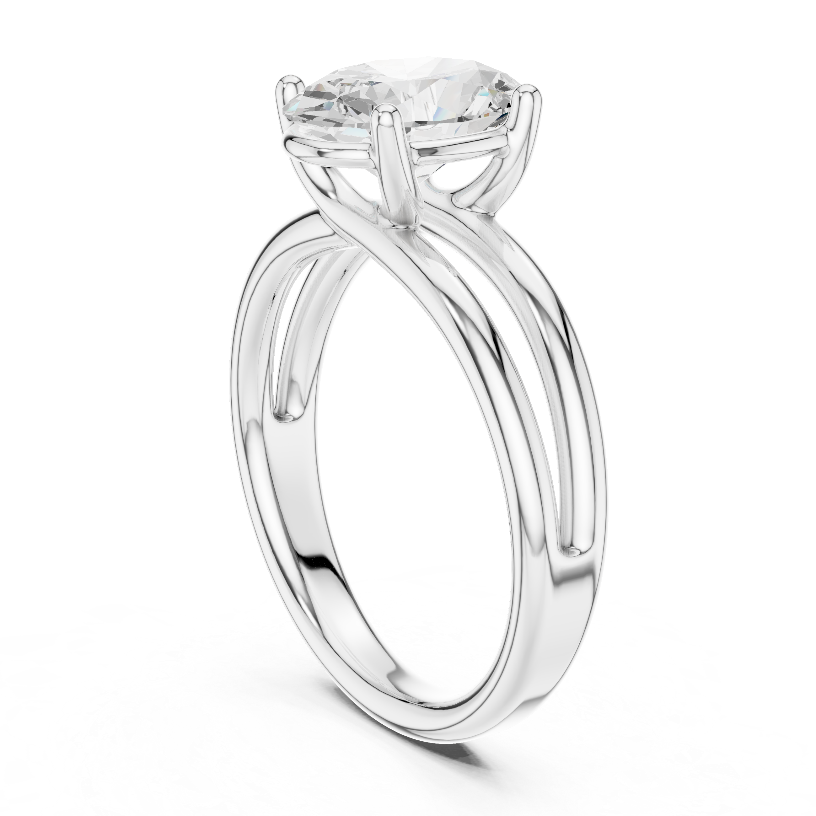 Oval Cut Solitaire Engagement Ring with Multi-Band Setting