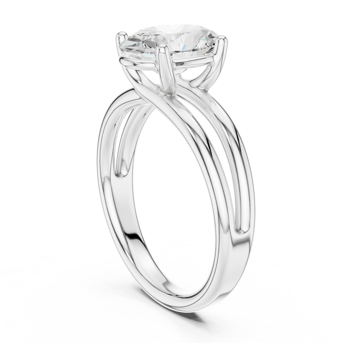 Oval Cut Solitaire Engagement Ring with Multi-Band Setting
