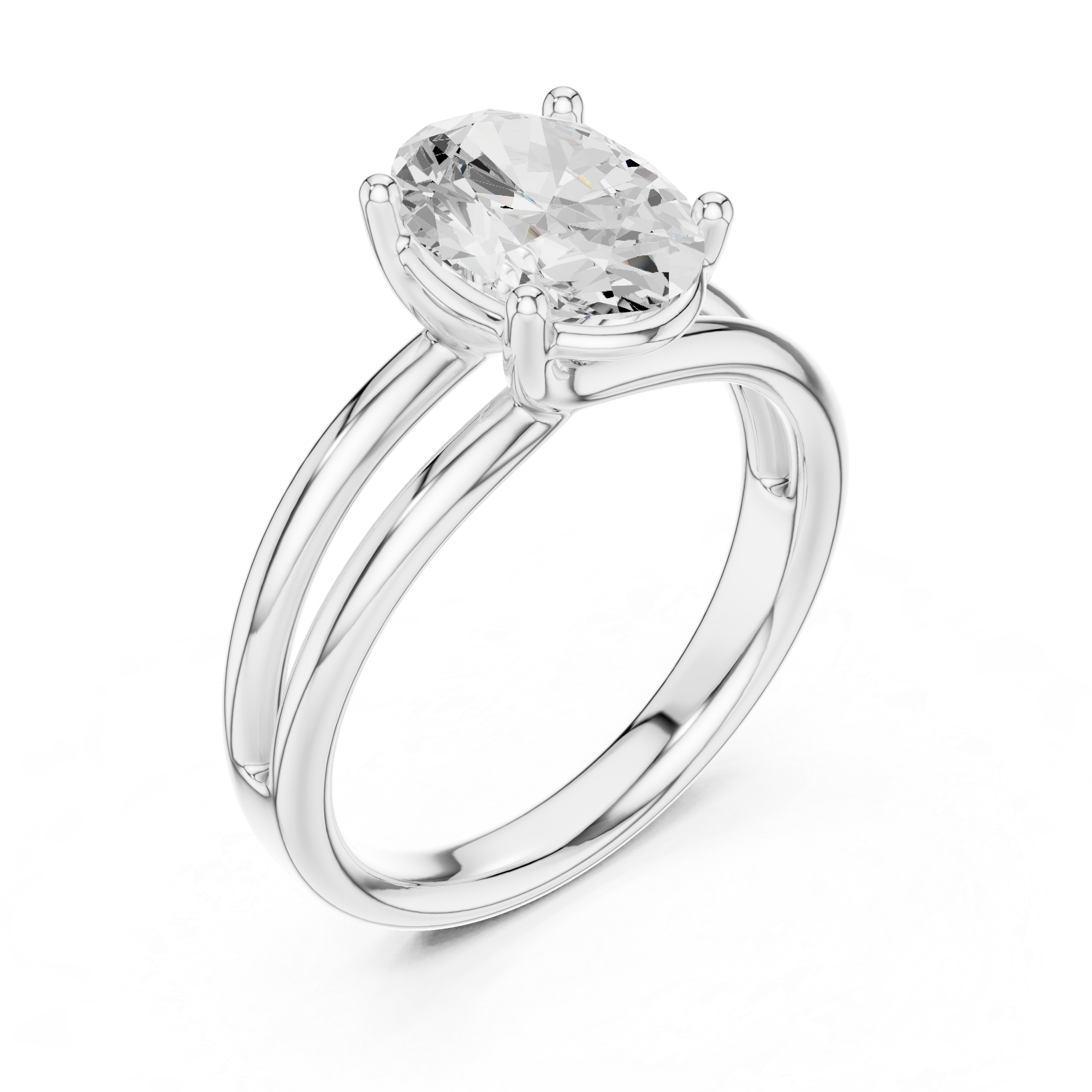Oval Cut Solitaire Engagement Ring with Multi-Band Setting