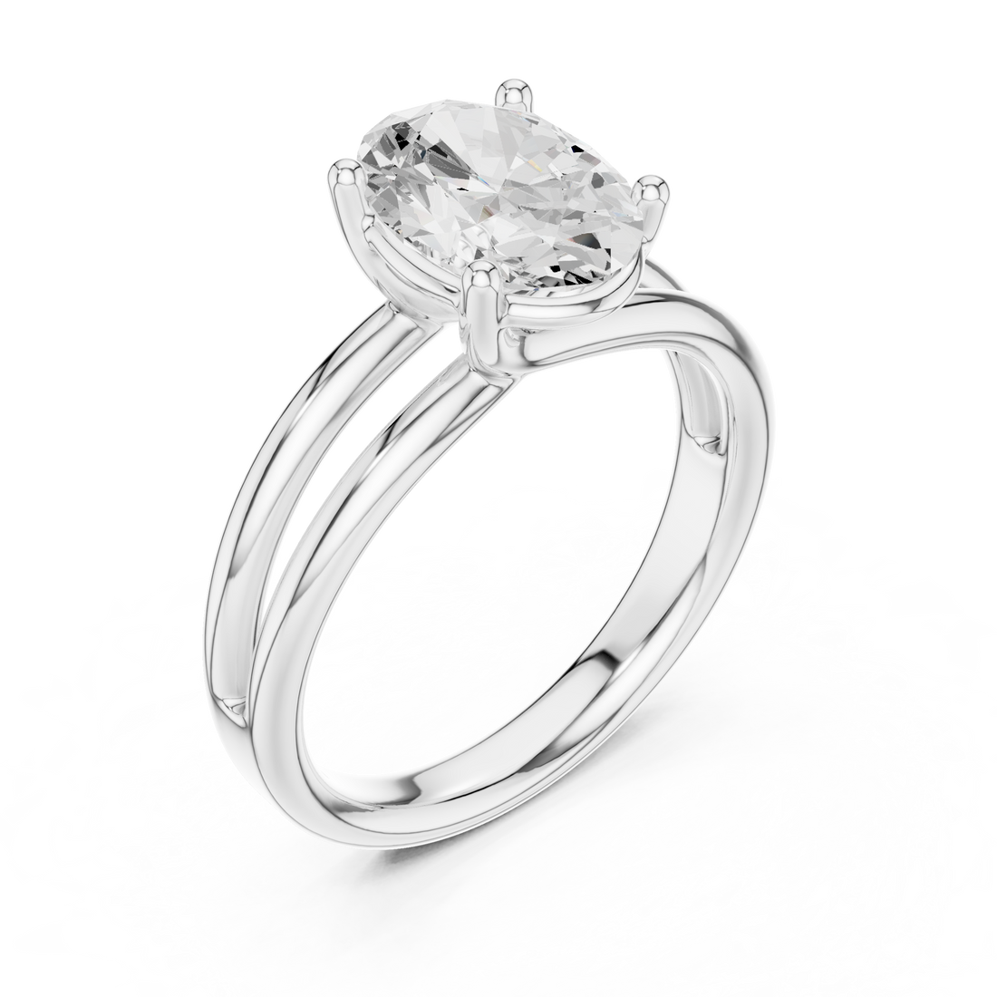 Oval Cut Solitaire Engagement Ring with Multi-Band Setting