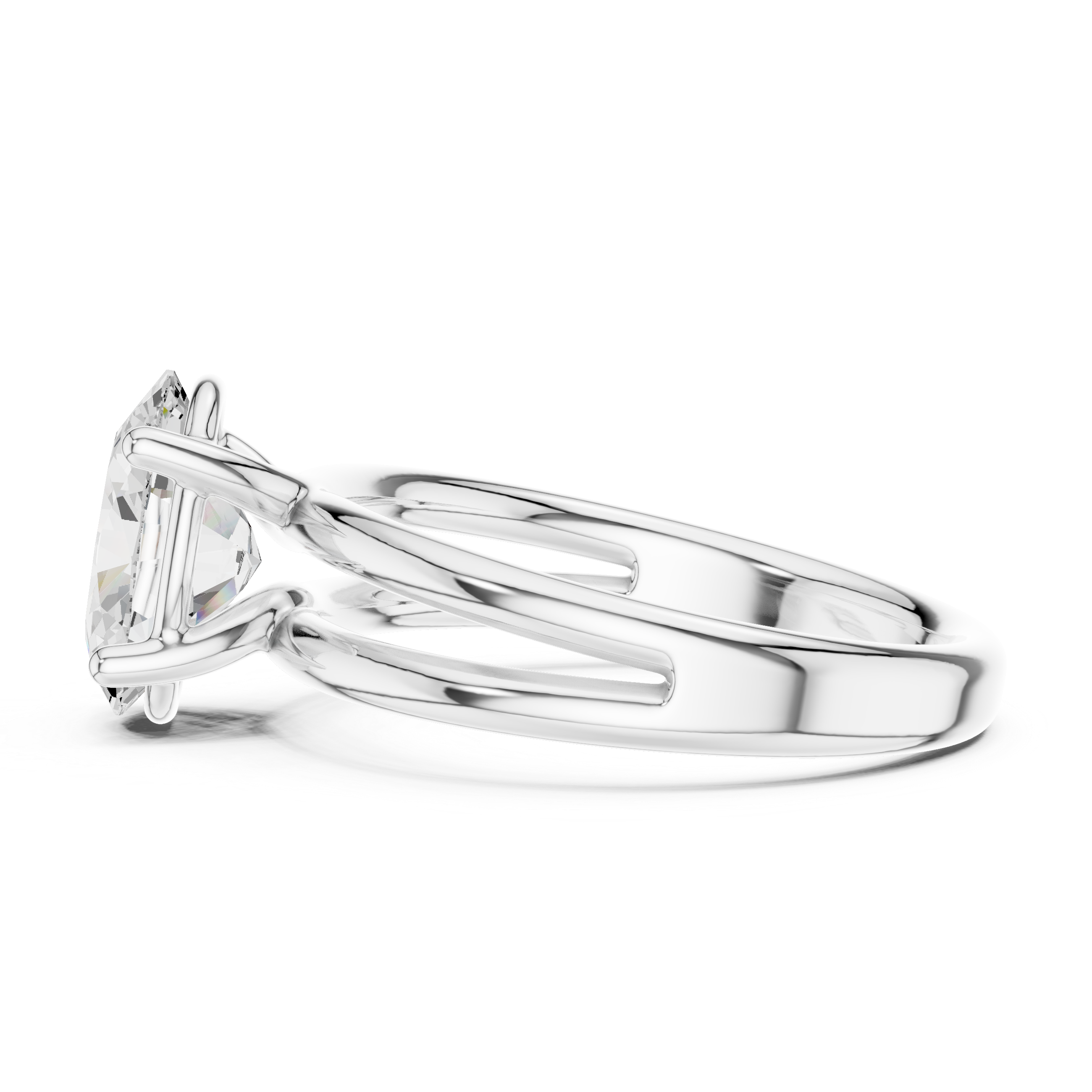 Oval Cut Solitaire Engagement Ring with Multi-Band Setting
