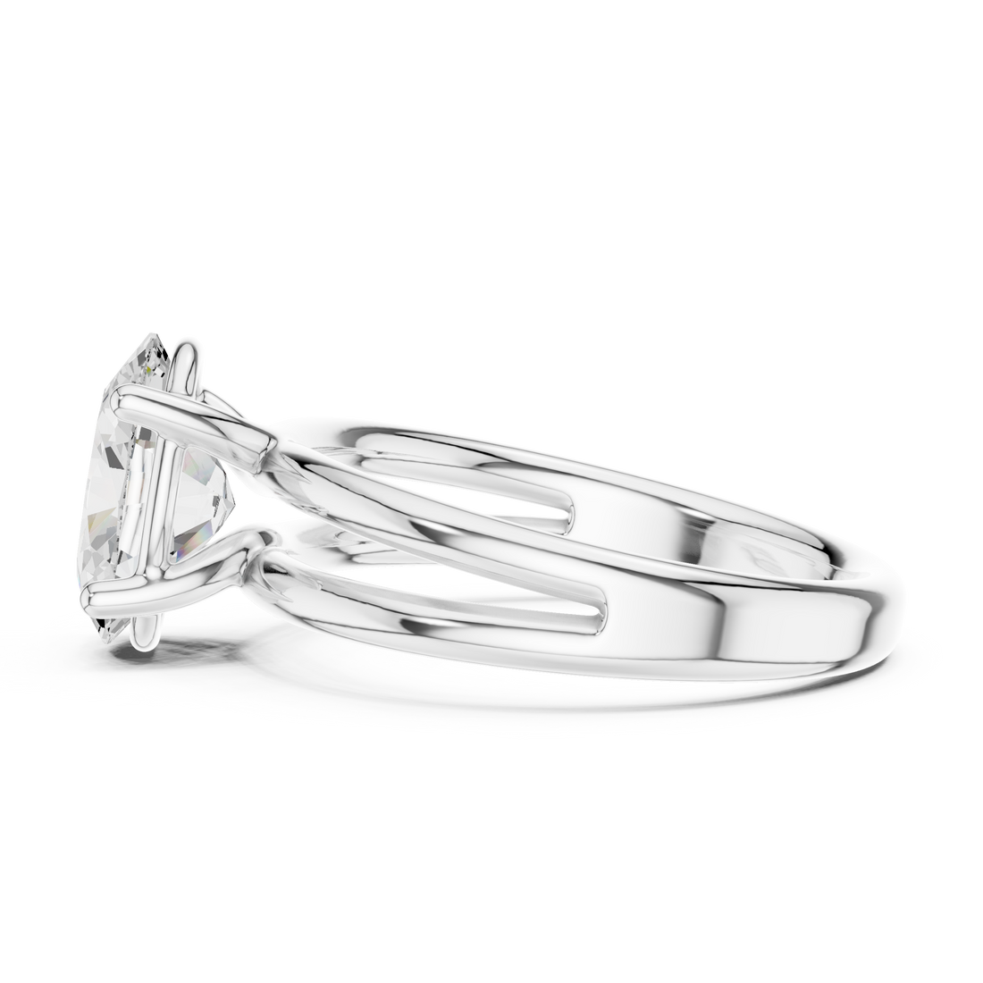 Oval Cut Solitaire Engagement Ring with Multi-Band Setting