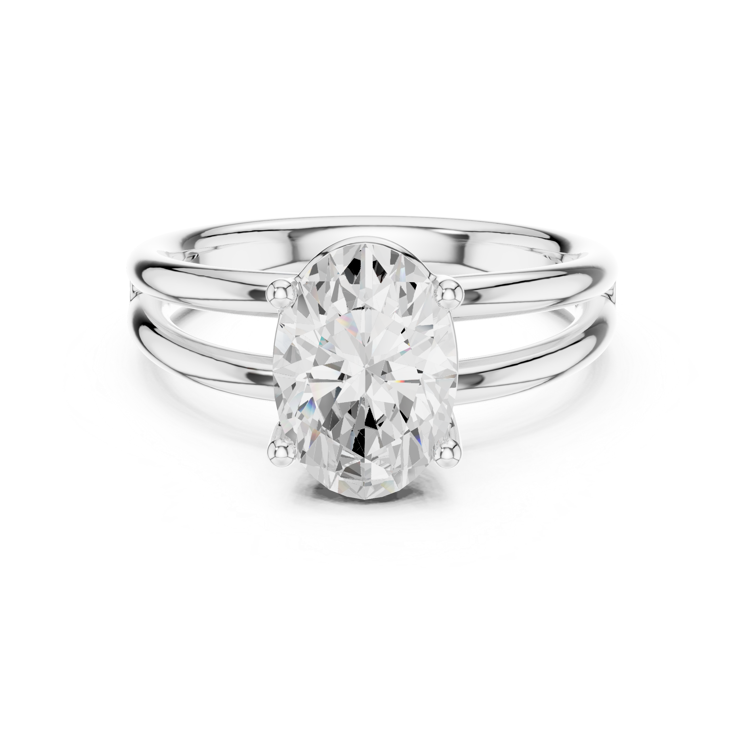 Oval Cut Solitaire Engagement Ring with Multi-Band Setting