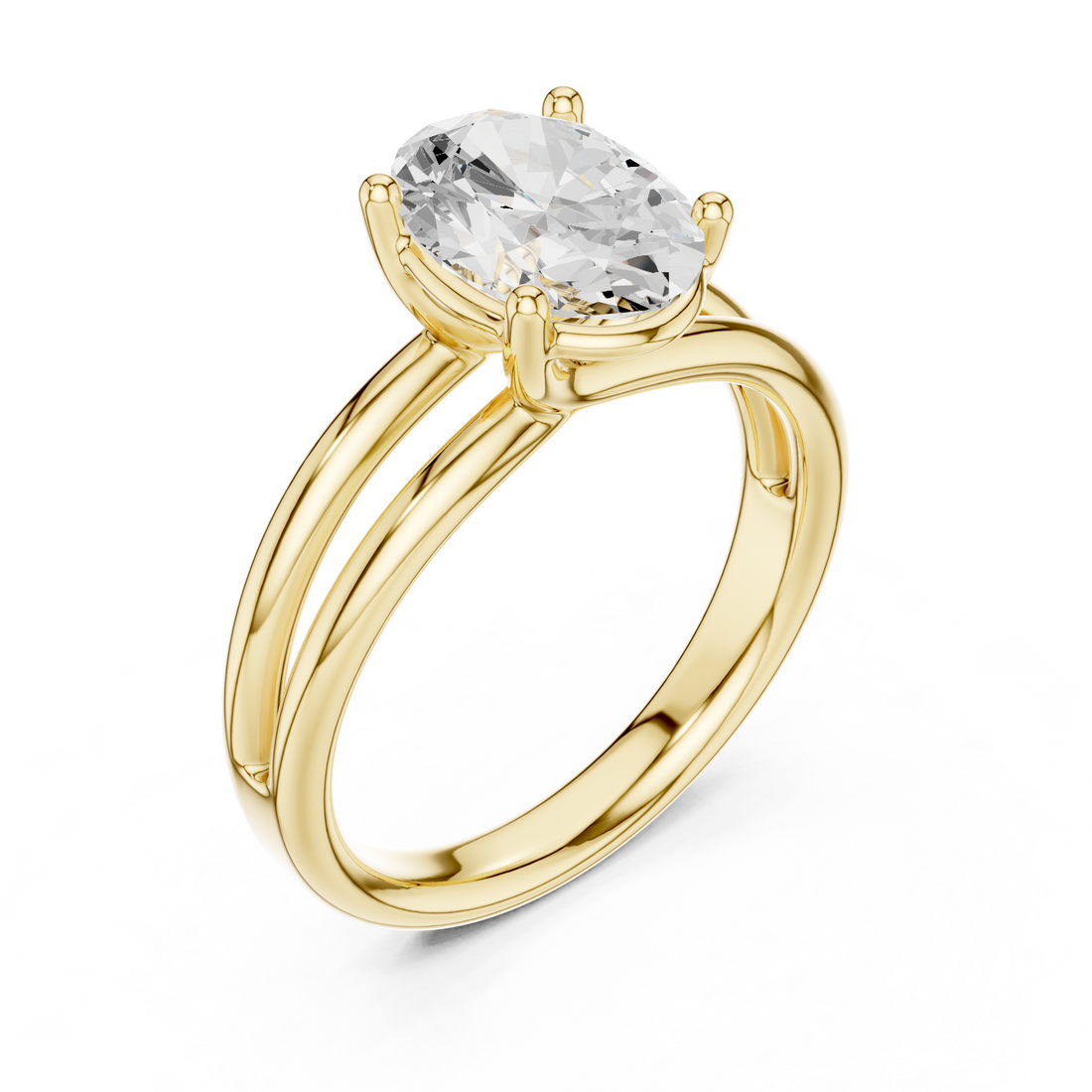Oval Cut Solitaire Engagement Ring with Multi-Band Setting