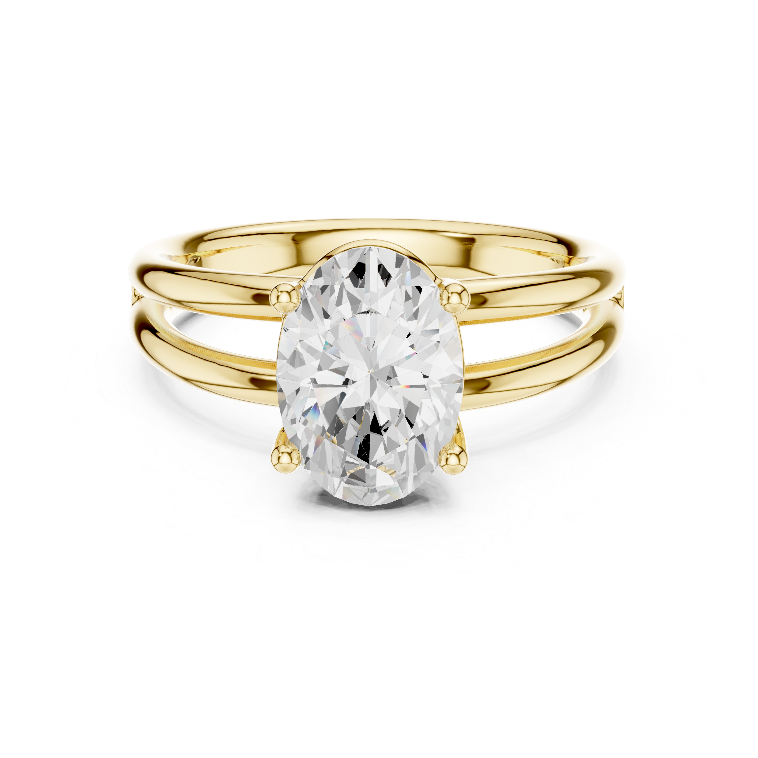 Oval Cut Solitaire Engagement Ring with Multi-Band Setting