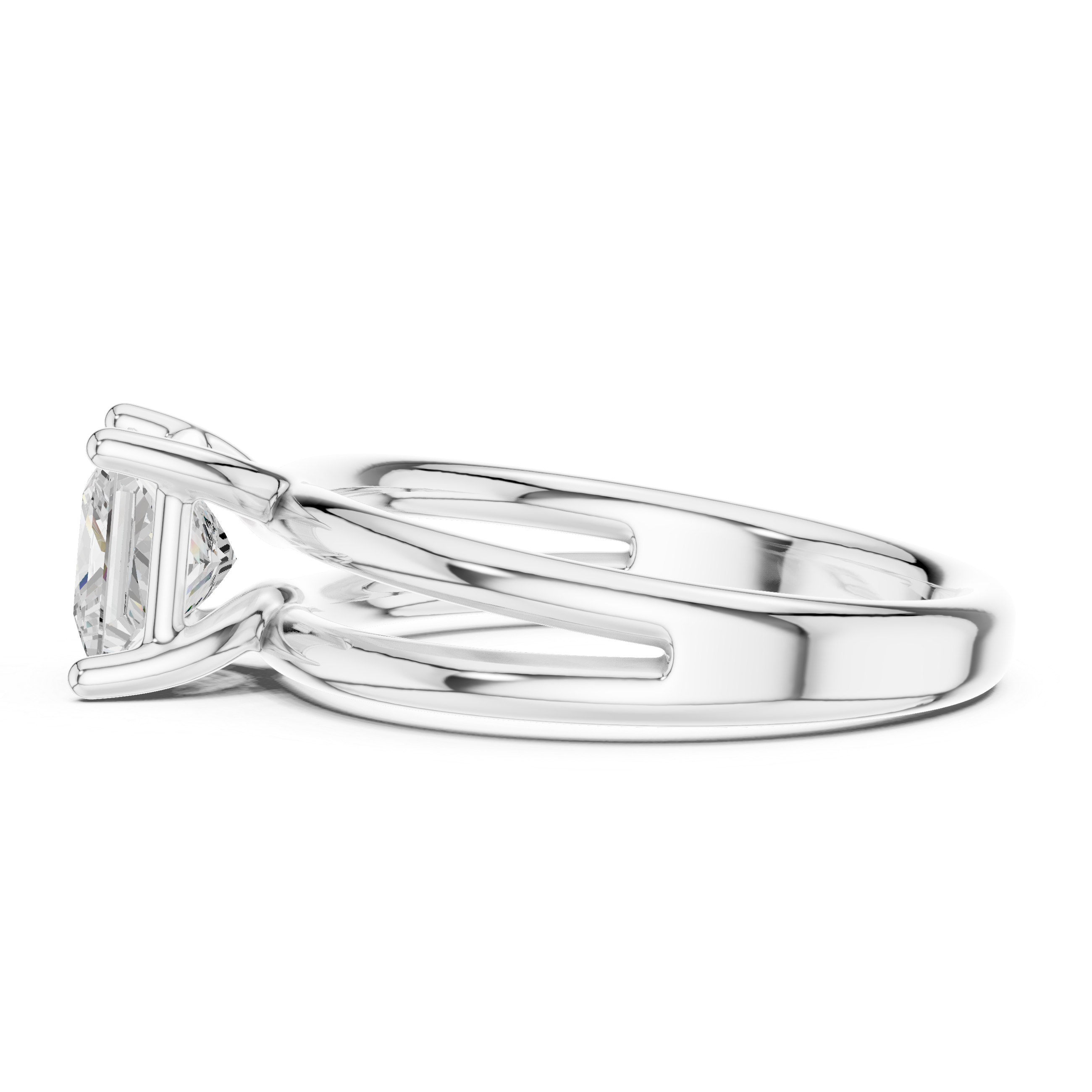 Princess Cut Solitaire Engagement Ring with Multi-Band Setting