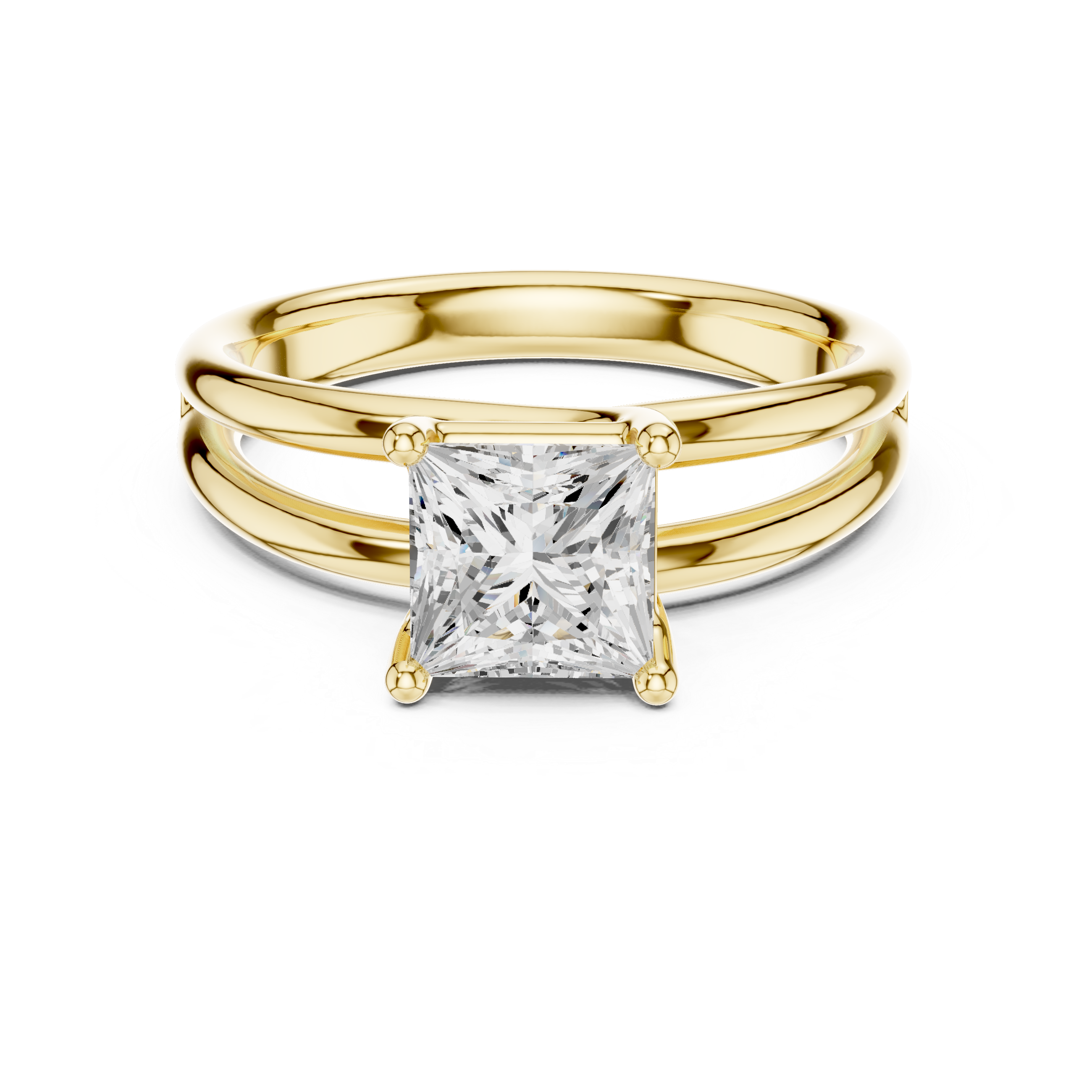 Princess Cut Solitaire Engagement Ring with Multi-Band Setting