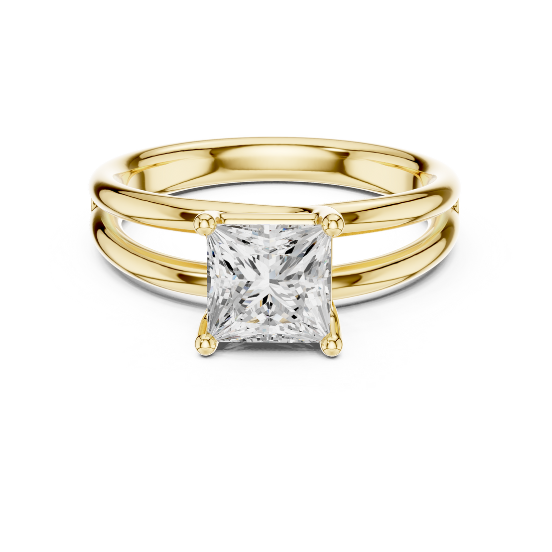 Princess Cut Solitaire Engagement Ring with Multi-Band Setting
